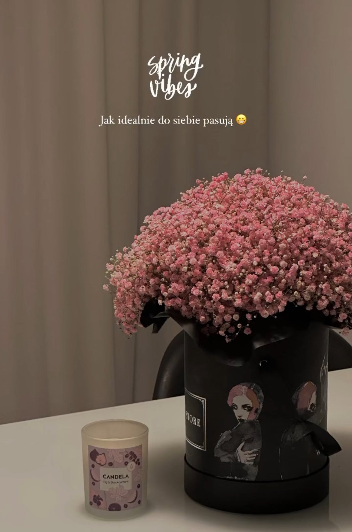 Bukiet Różowej Gipsówki w Flowerboxie