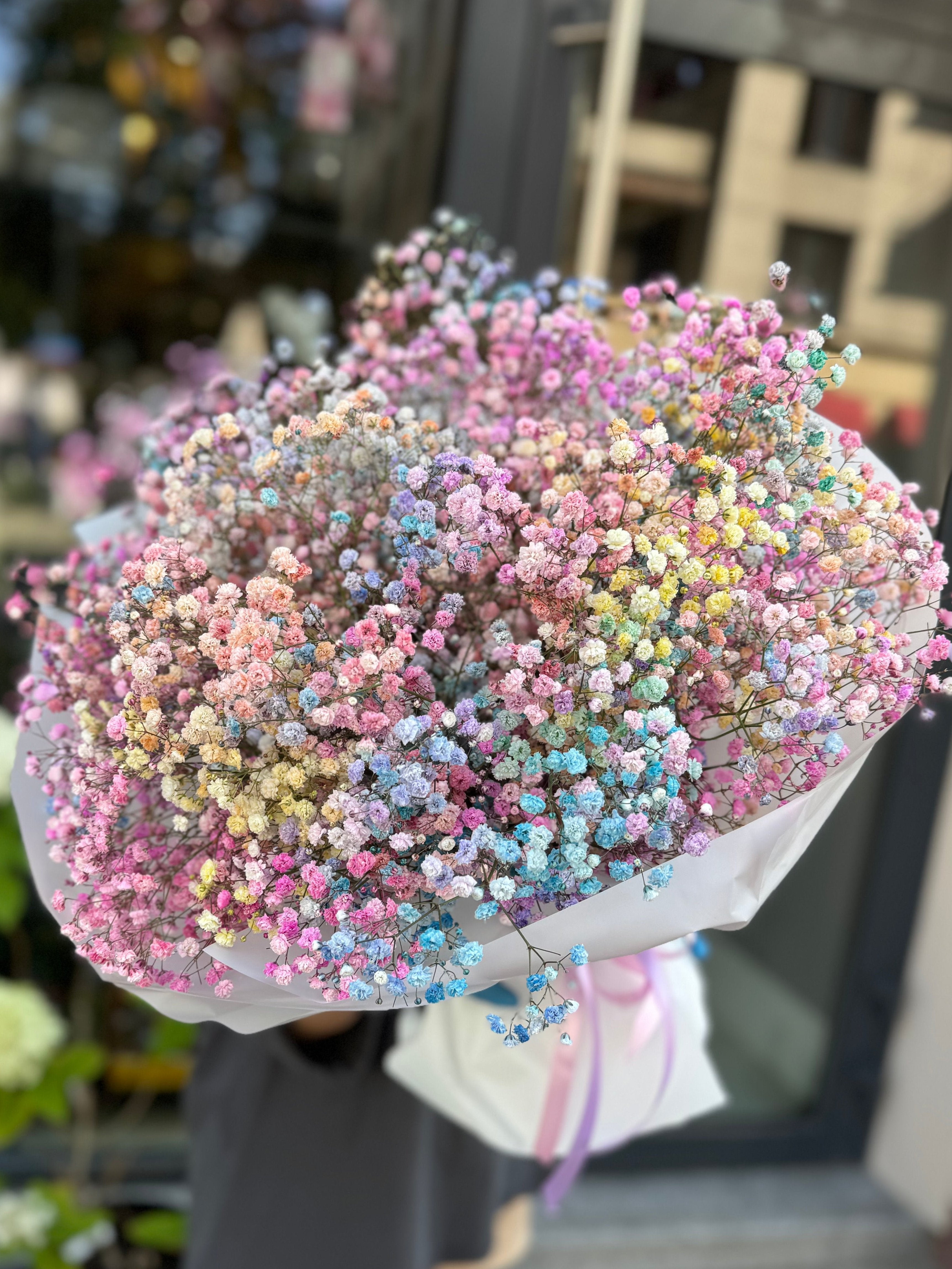 Colorful gypsophila bouquet