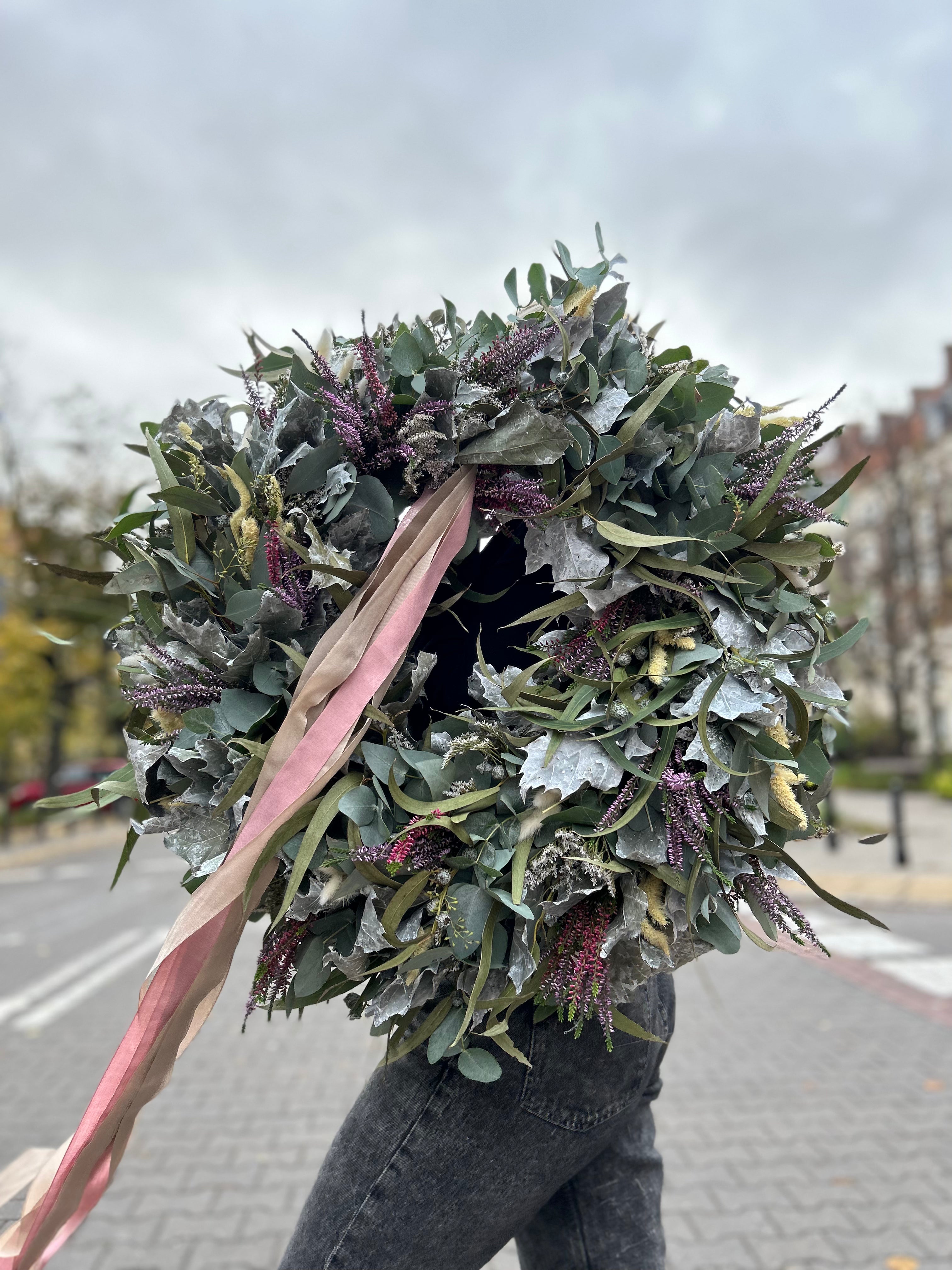 Autumn wreath on the door