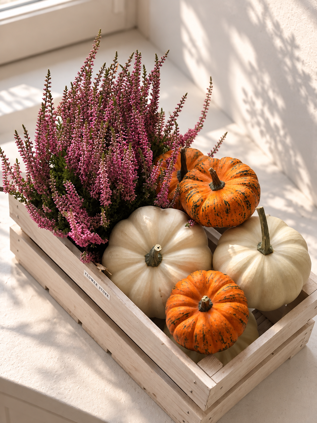 A box of heather and pumpkins 🖤🤍