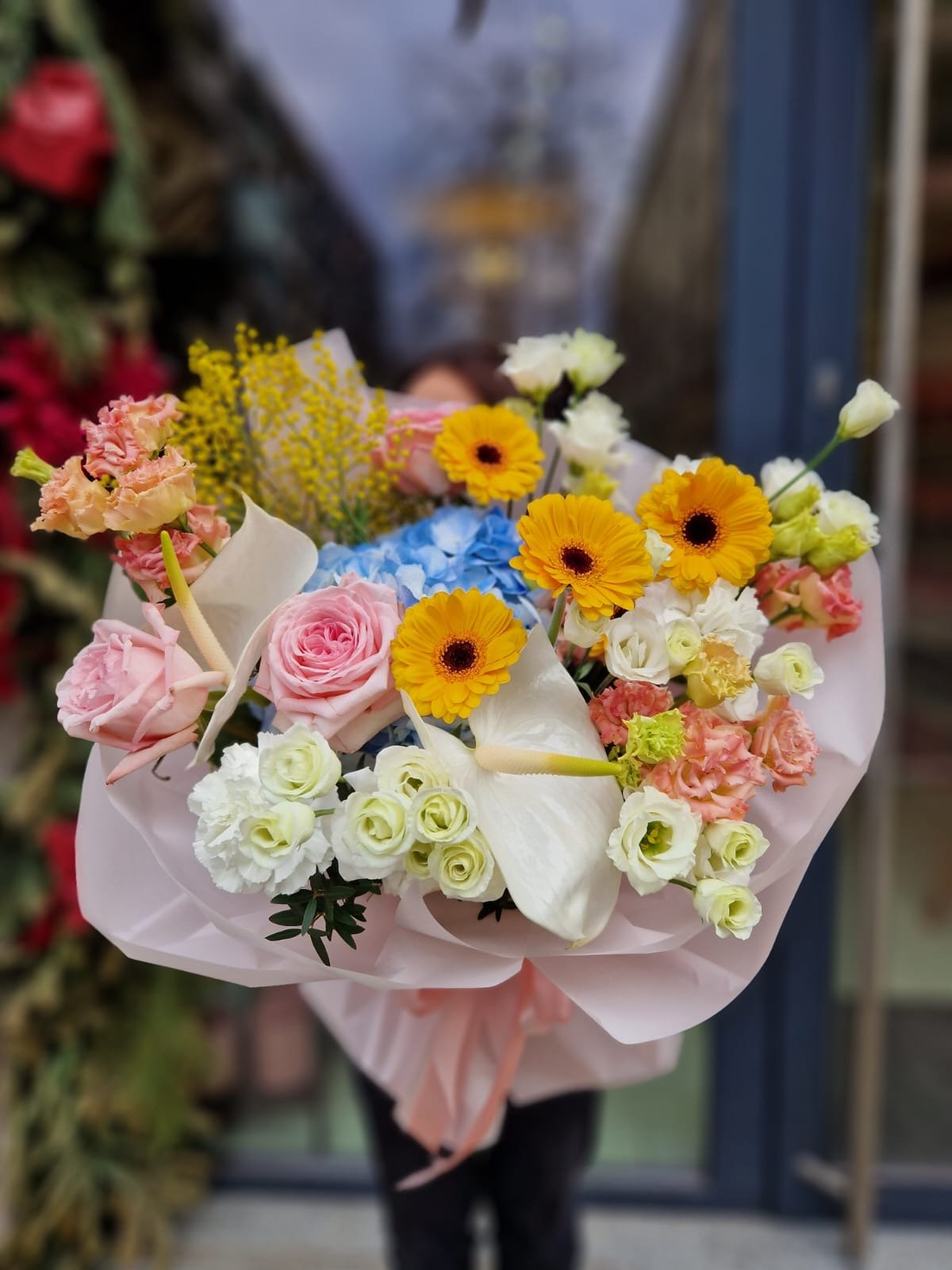 Sexy Pink N Blue Flower Bouquet
