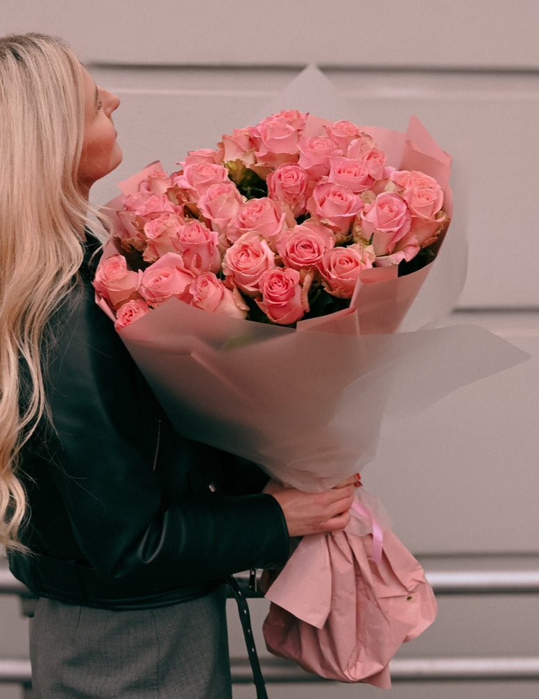 Bukiet Różowych Róż - kwiaty Flower Store Warszawa