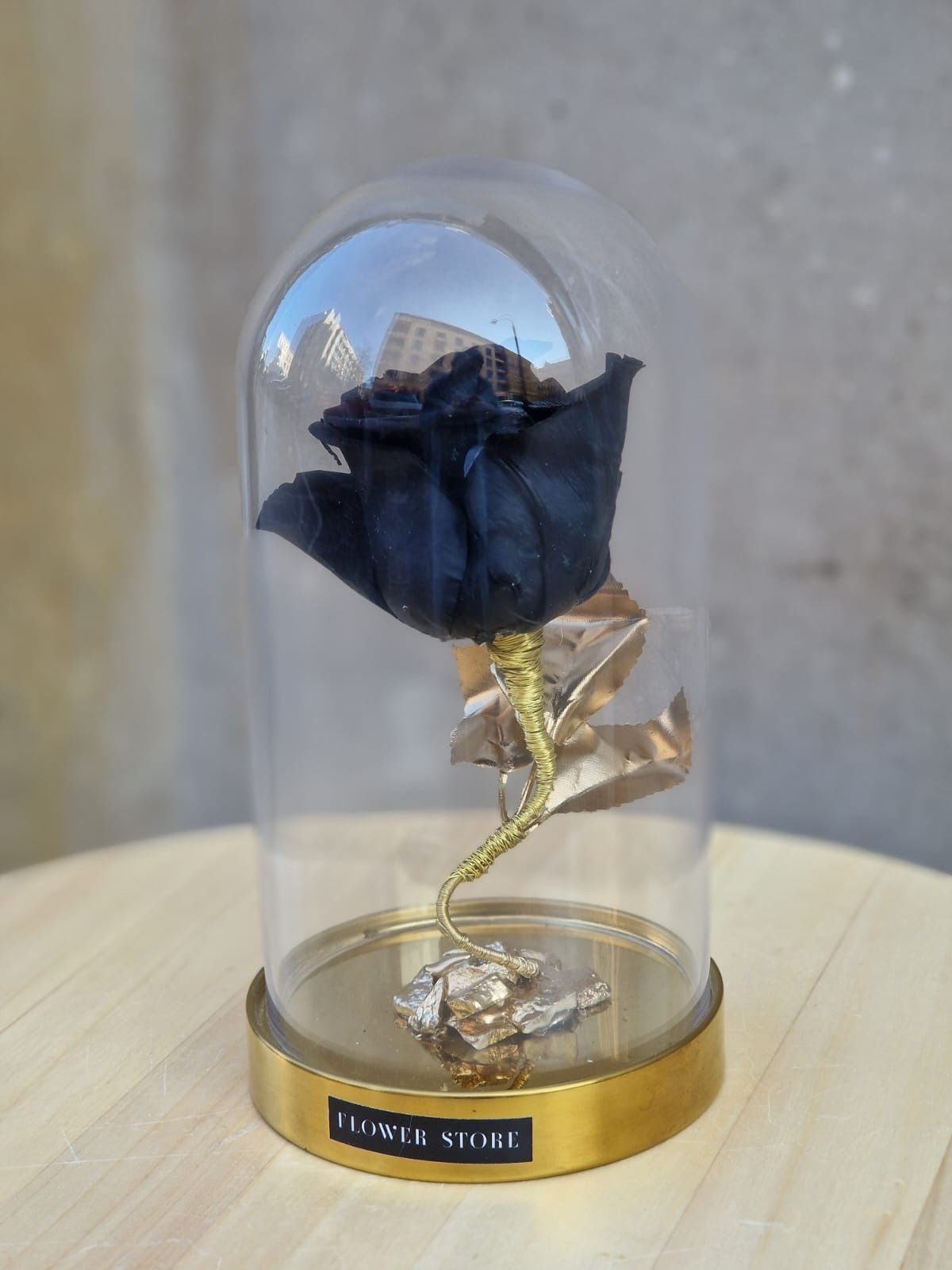 Czarna wieczna róża w szkle - kwiaty Flower Store Warszawa