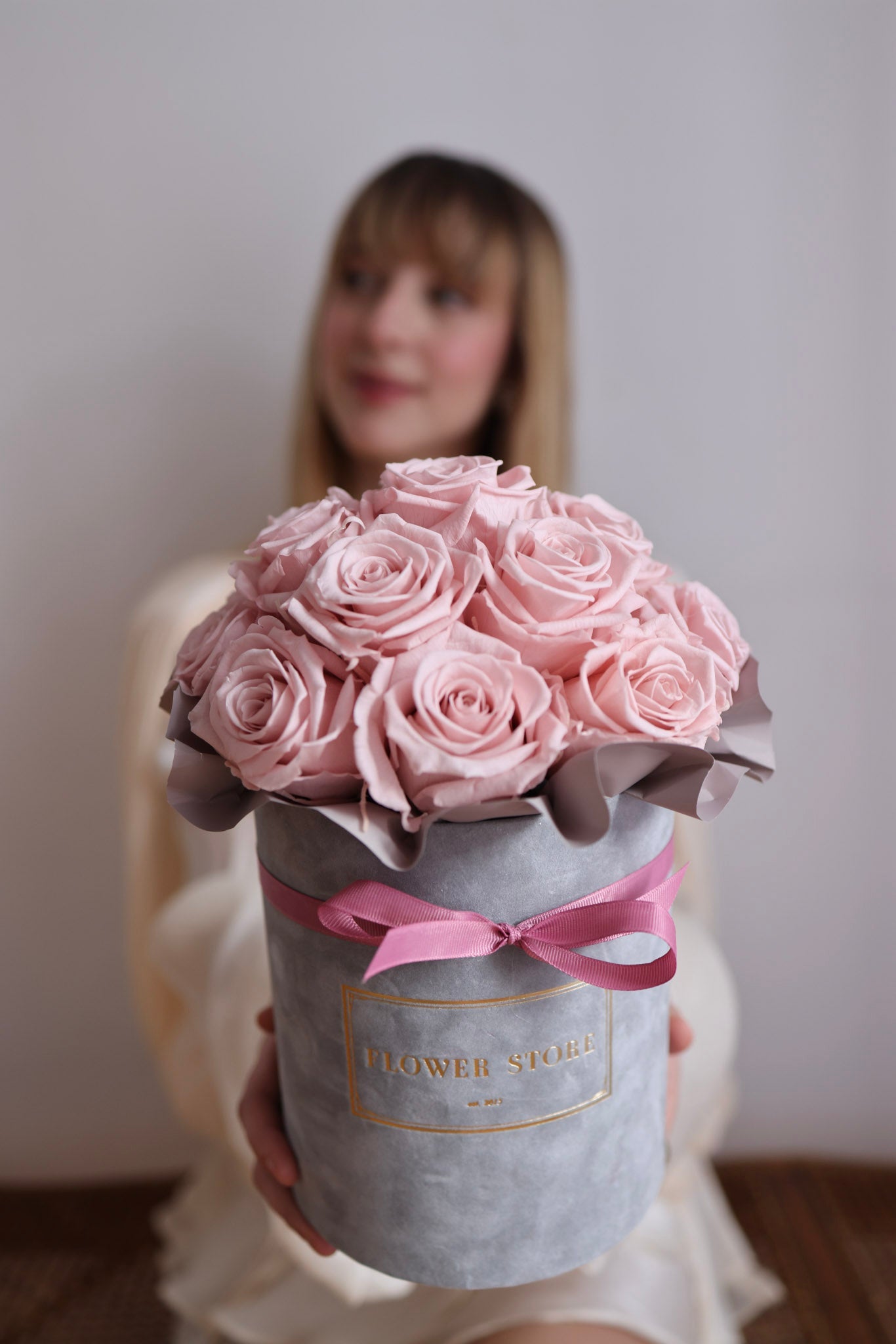 Flowerbox Wieczne Róże „Dusty Rose" - kwiaty Flower Store Warszawa