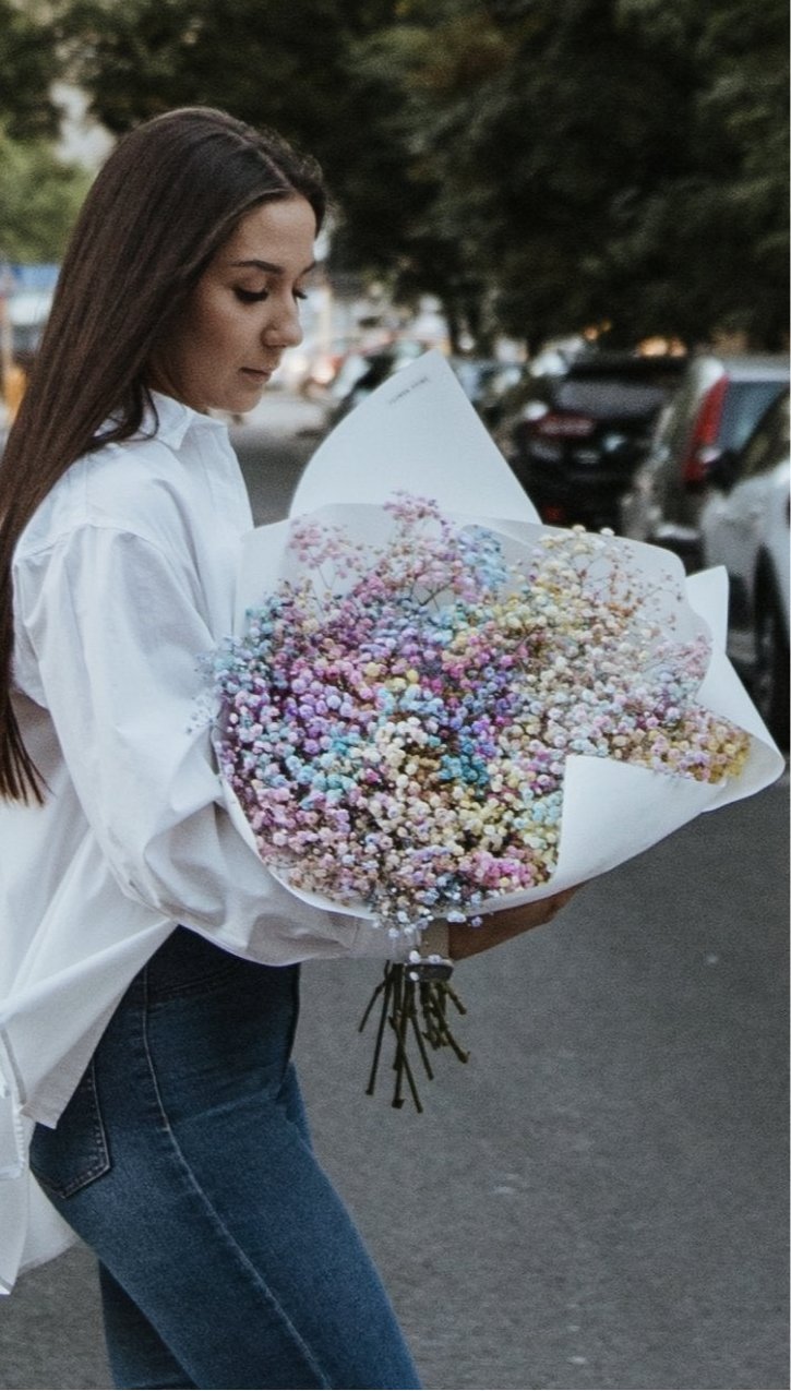 Kolorowy bukiet gipsówka - kwiaty Flower Store Warszawa