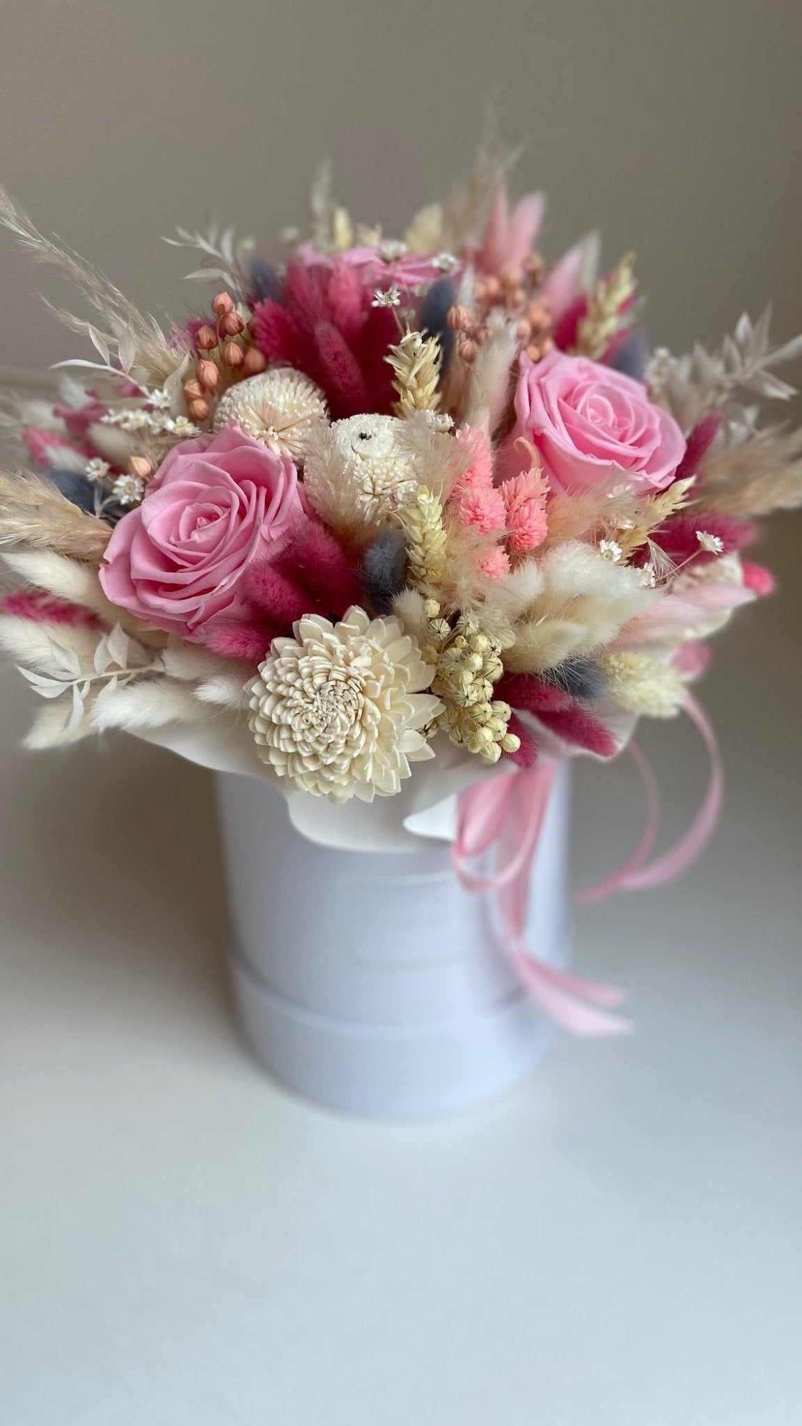 Średni suszony flowerbox z wiecznymi różami - kwiaty Flower Store Warszawa