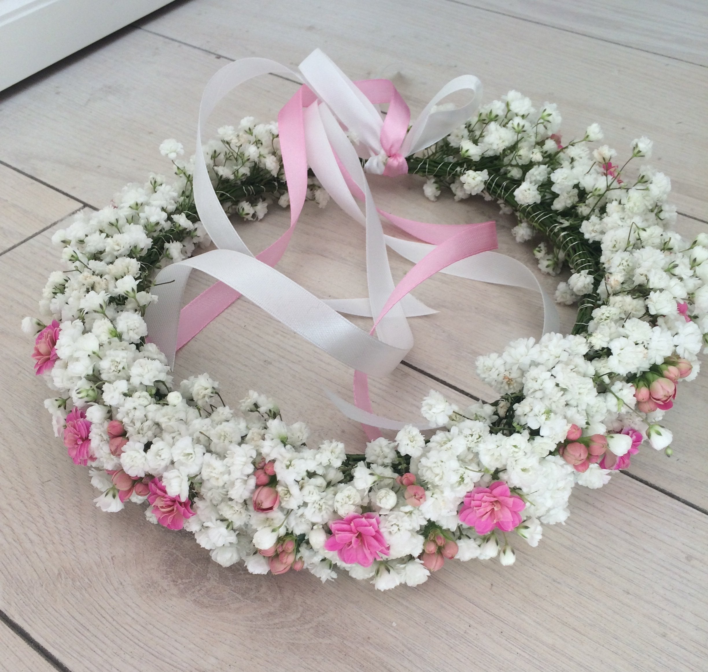 Head wreath - live flowers, gypsum with additions