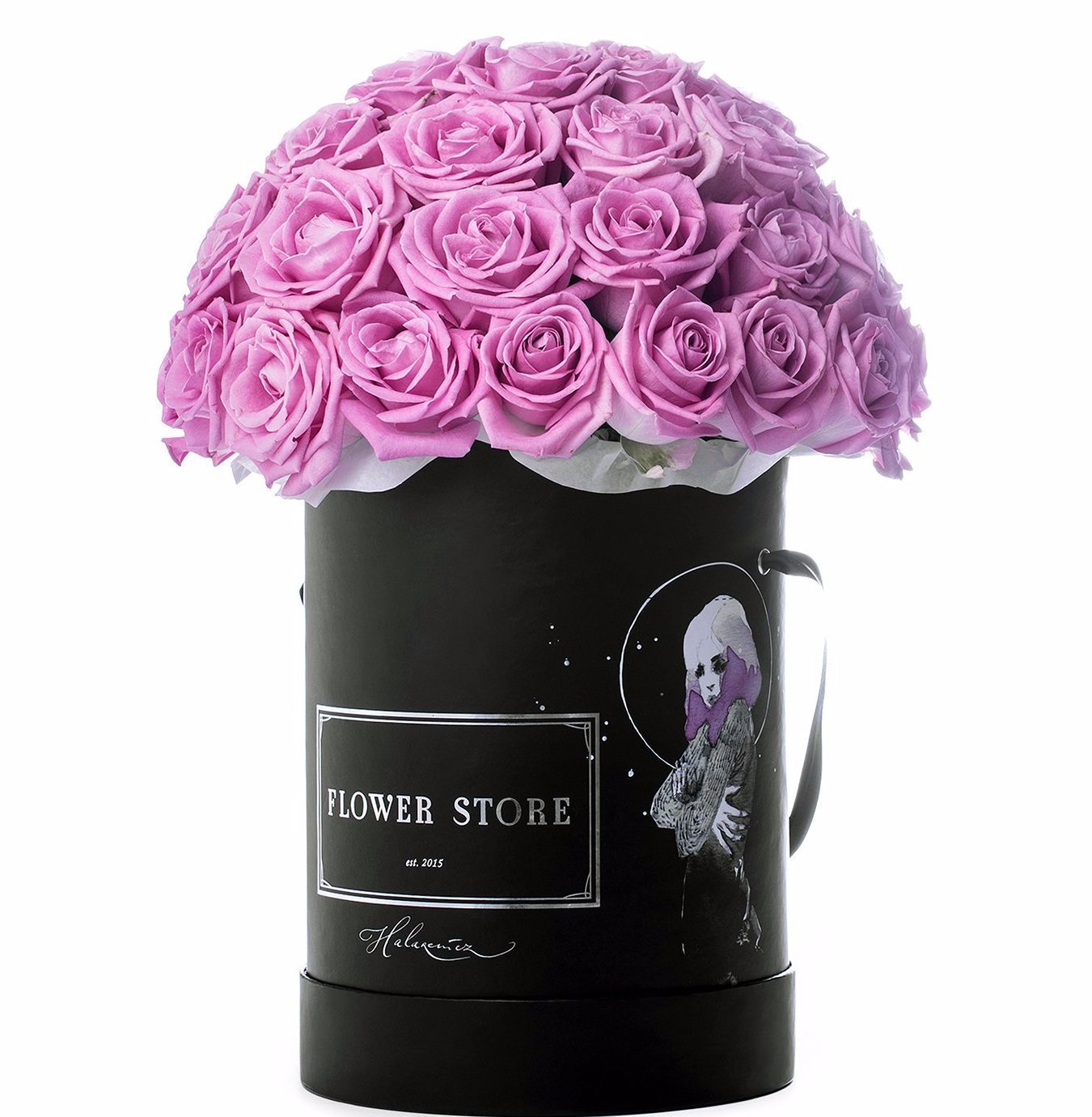 Black Moon Lady z różowymi różami - kwiaty żywe - kwiaty Flower Store Warszawa