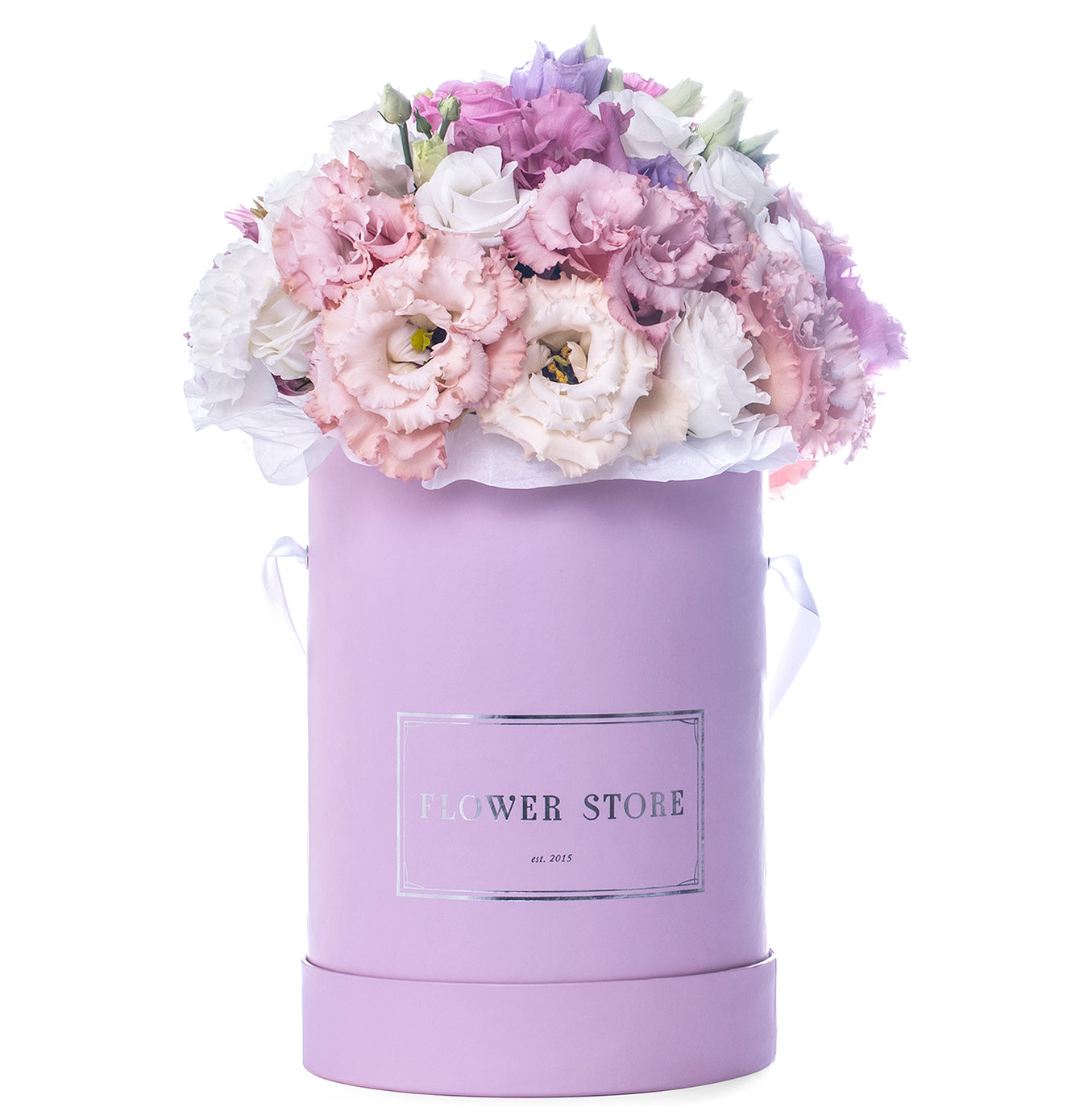 Large pink spring box composition - live flowers