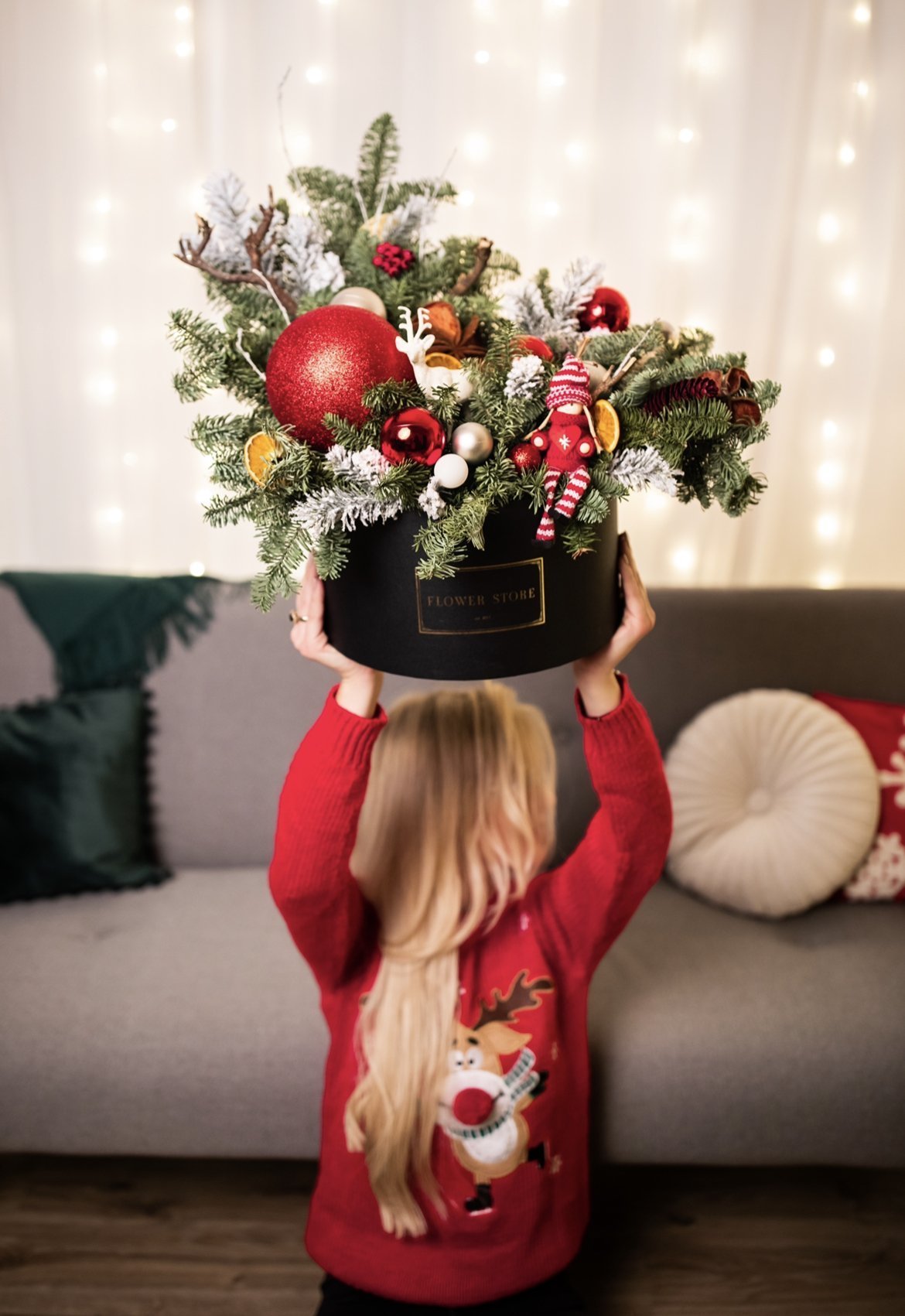 Grande Natural świąteczny box - żywy naturalny - kwiaty Flower Store Warszawa