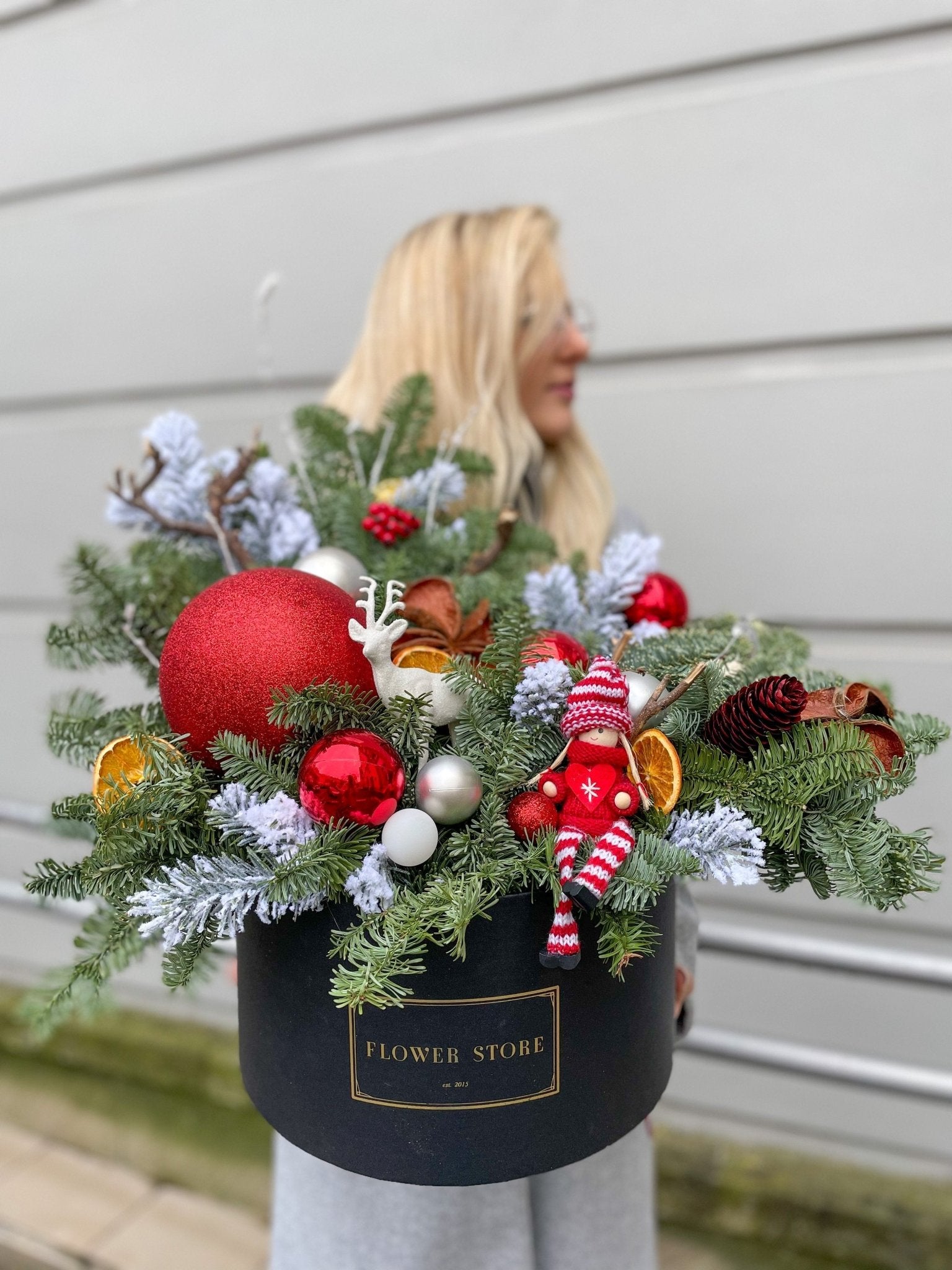 Grande świąteczny box - żywy naturalny 1 - kwiaty Flower Store Warszawa