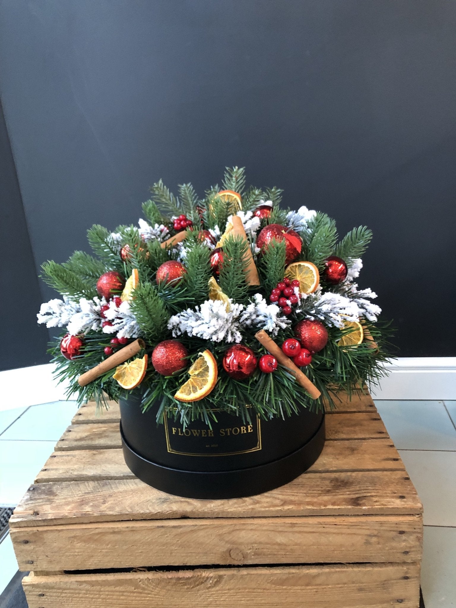 Grande świąteczny box - żywy naturalny - kwiaty Flower Store Warszawa