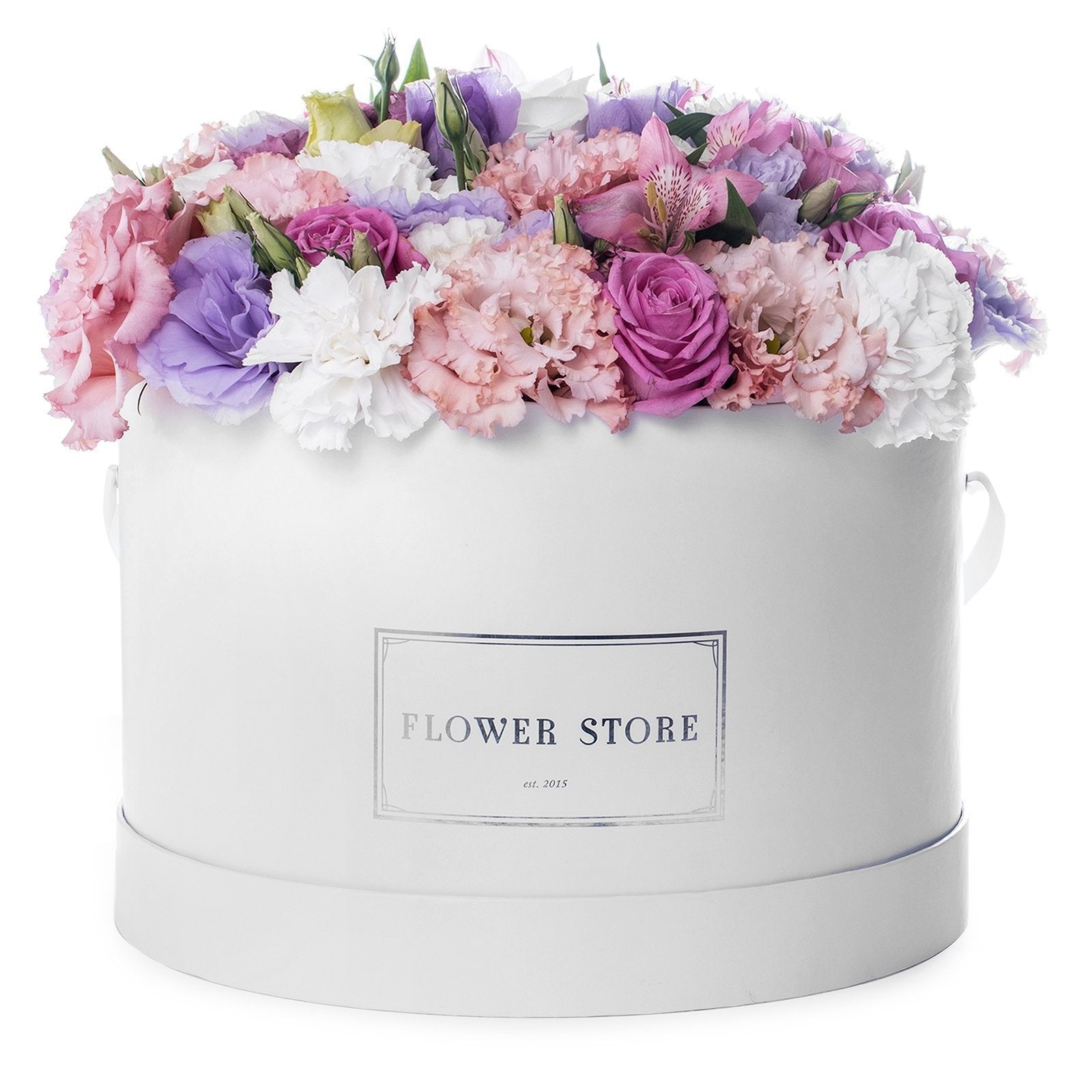 Biały grande box wiosenna kompozycja - kwiaty żywe