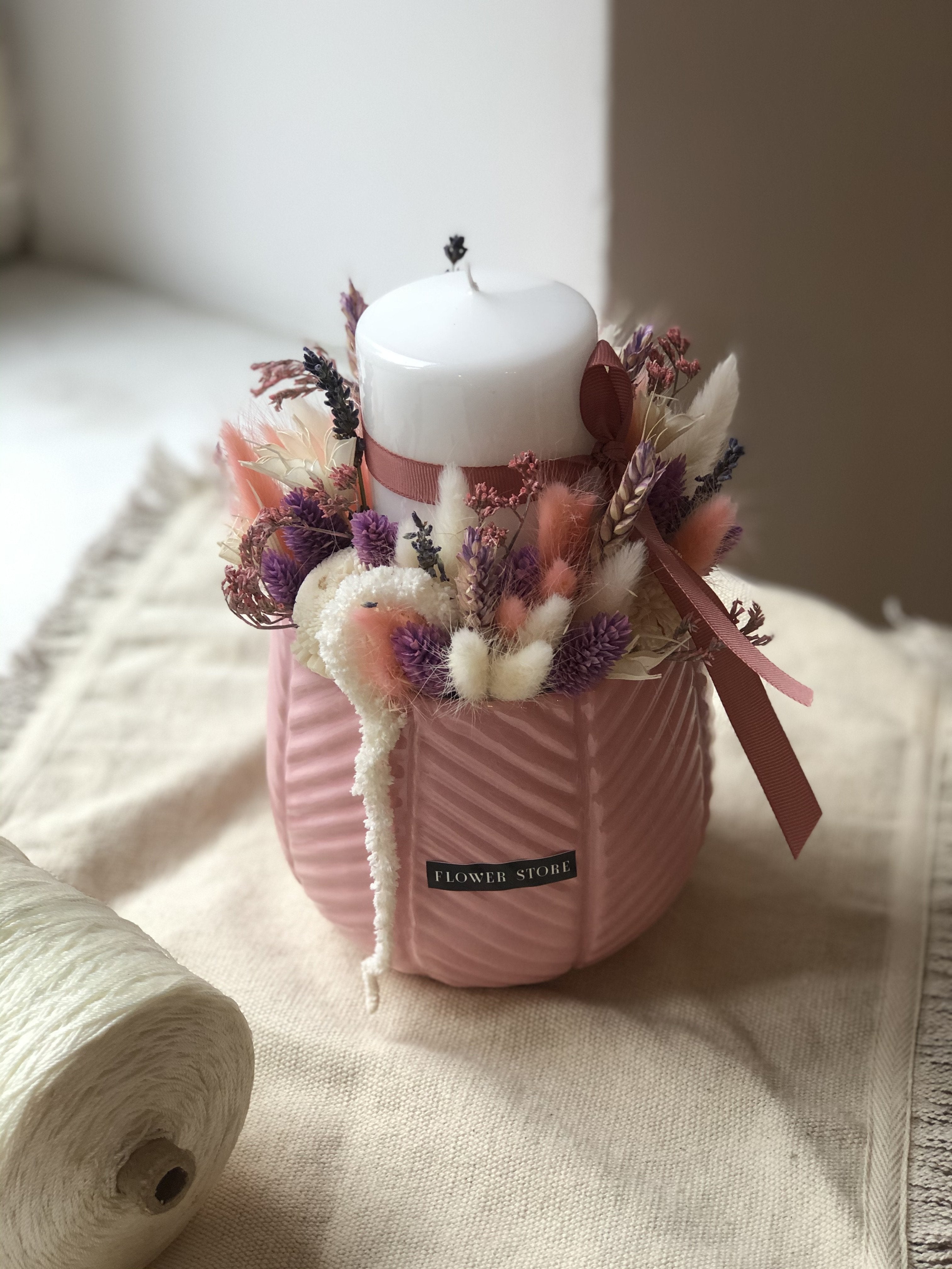 Autumn pink candle