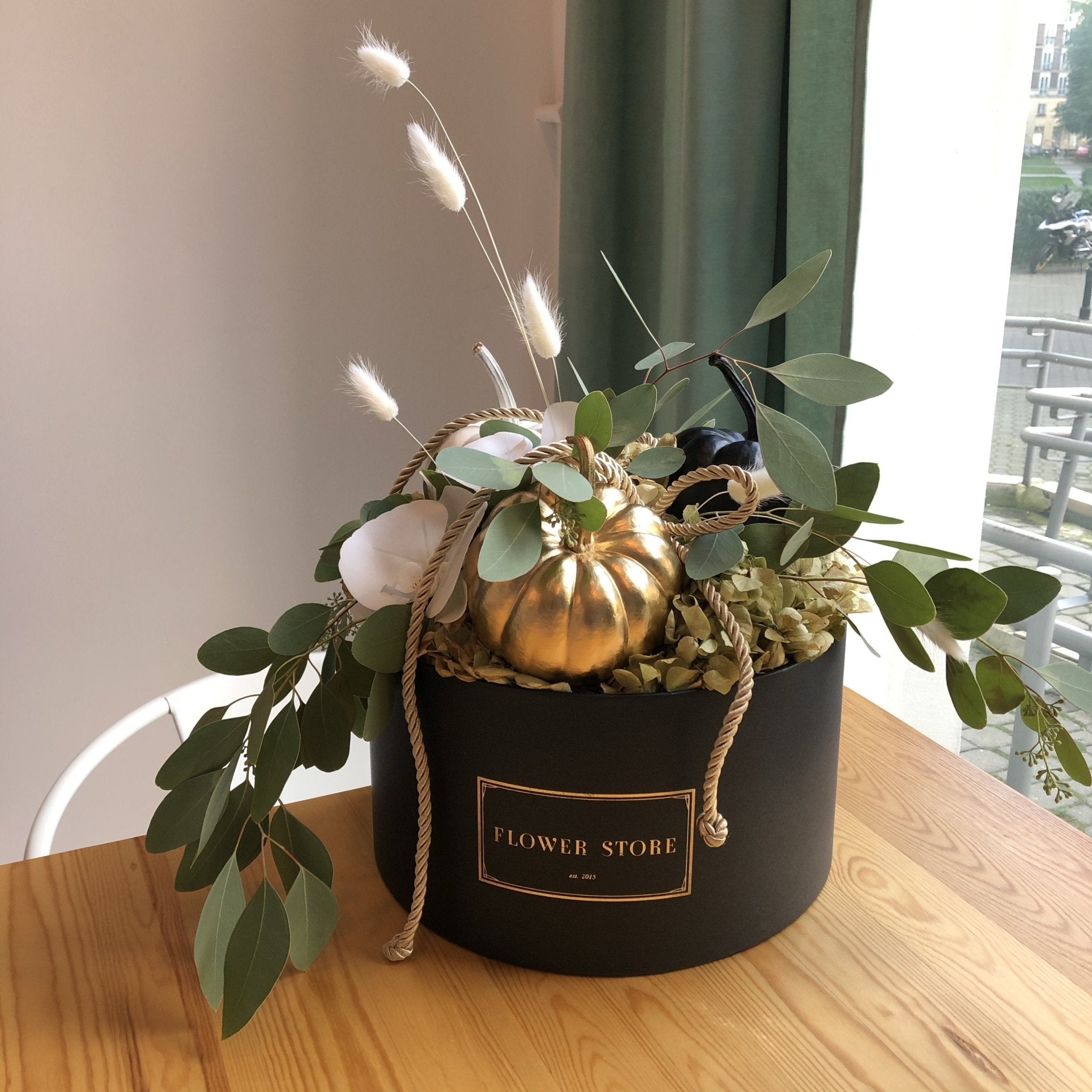 Jesienny grande box z dyniami - kwiaty Flower Store Warszawa