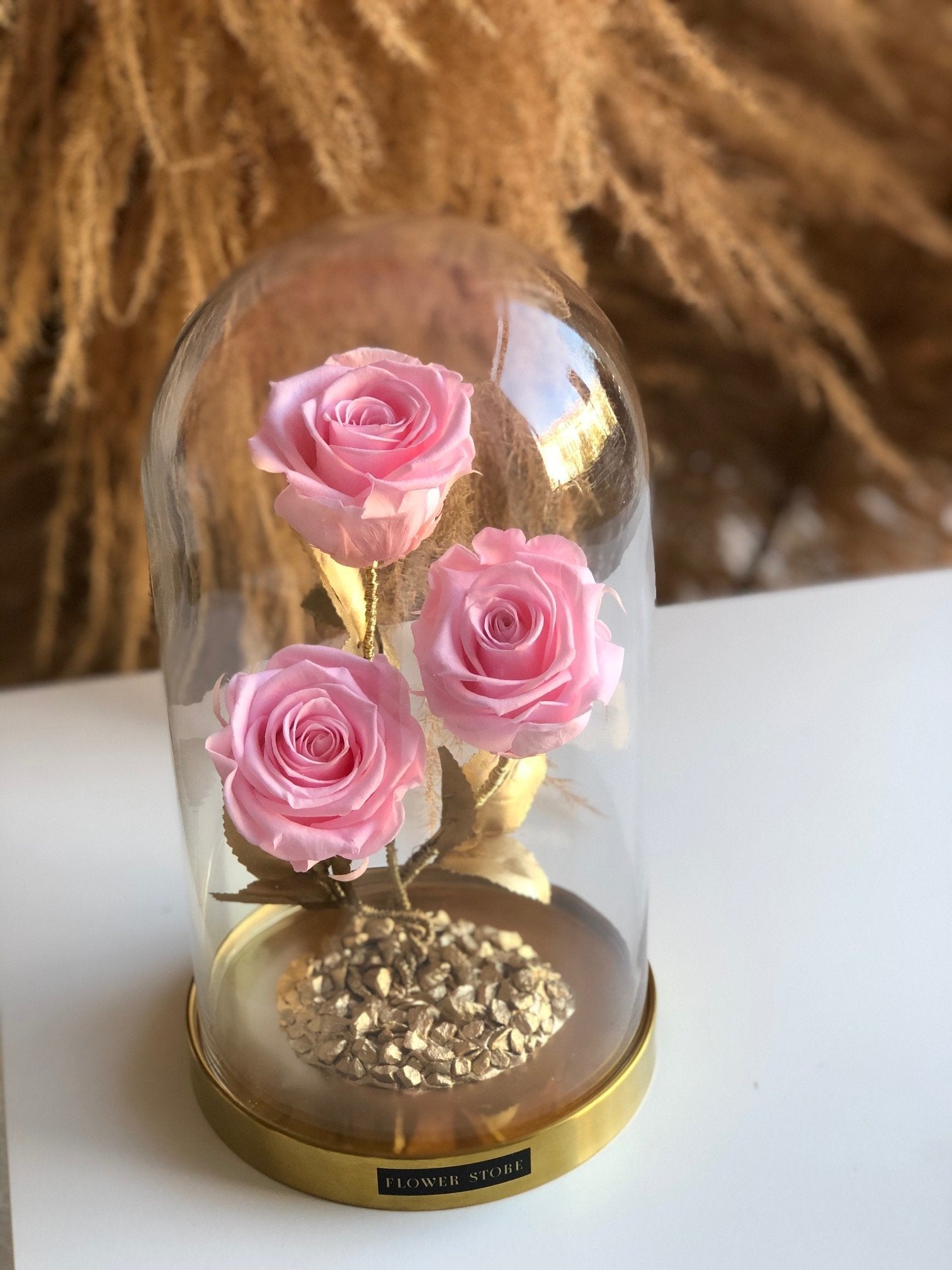 Róża w szkle - potrójna - kwiaty Flower Store Warszawa