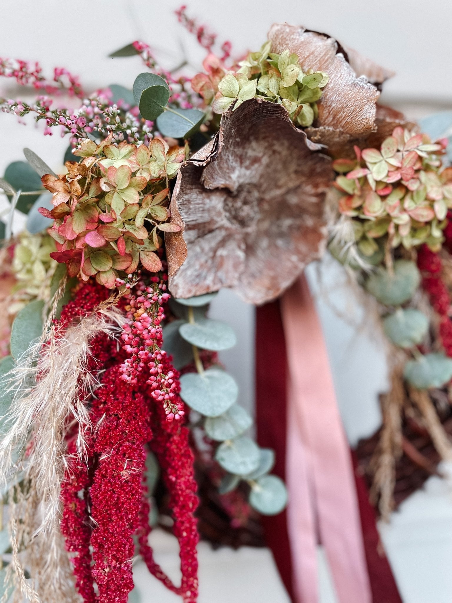Szarłatna jesień - Wianek na drzwi - kwiaty Flower Store Warszawa