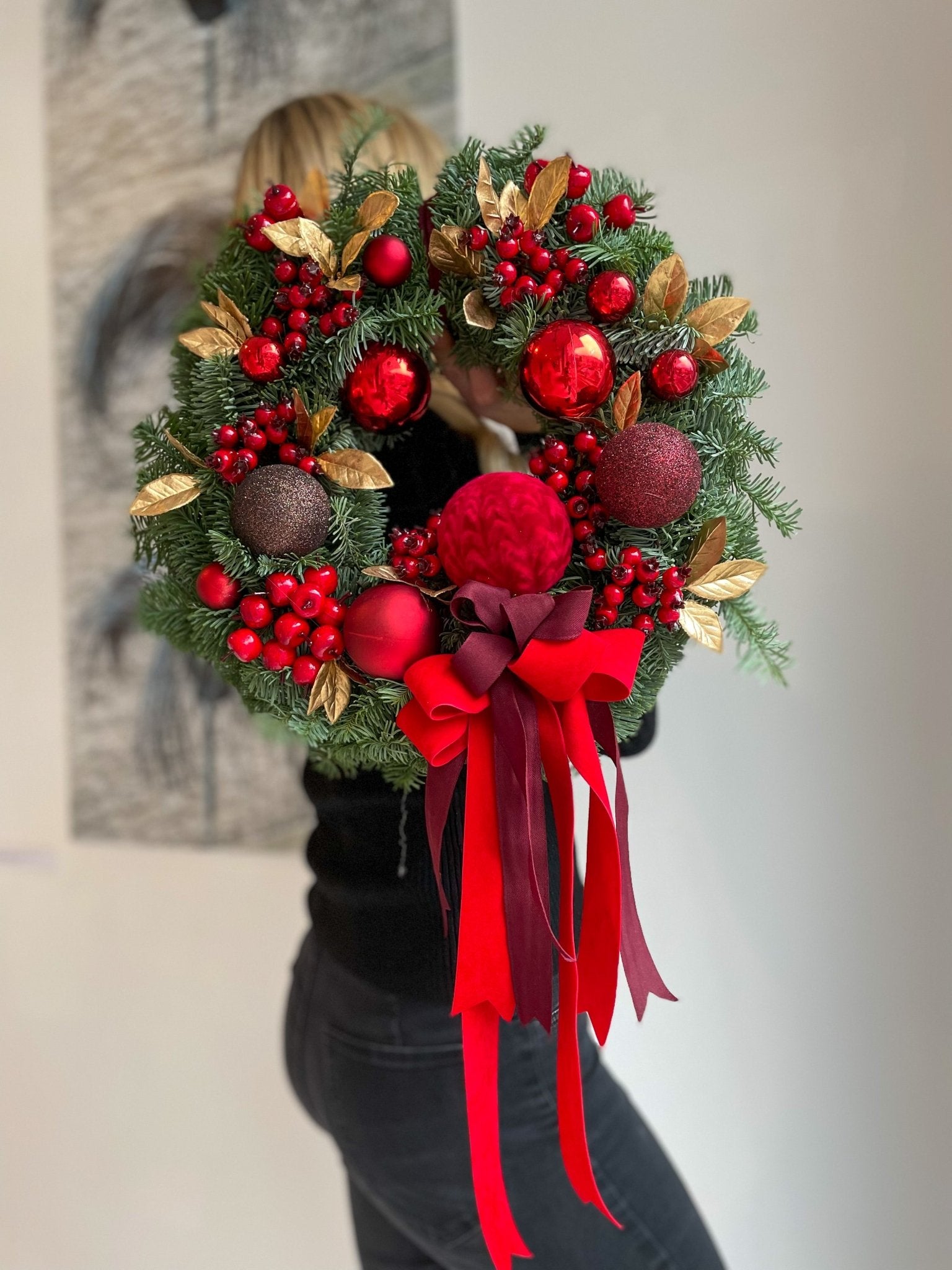 Wianek Red Christmas Natural - kwiaty Flower Store Warszawa