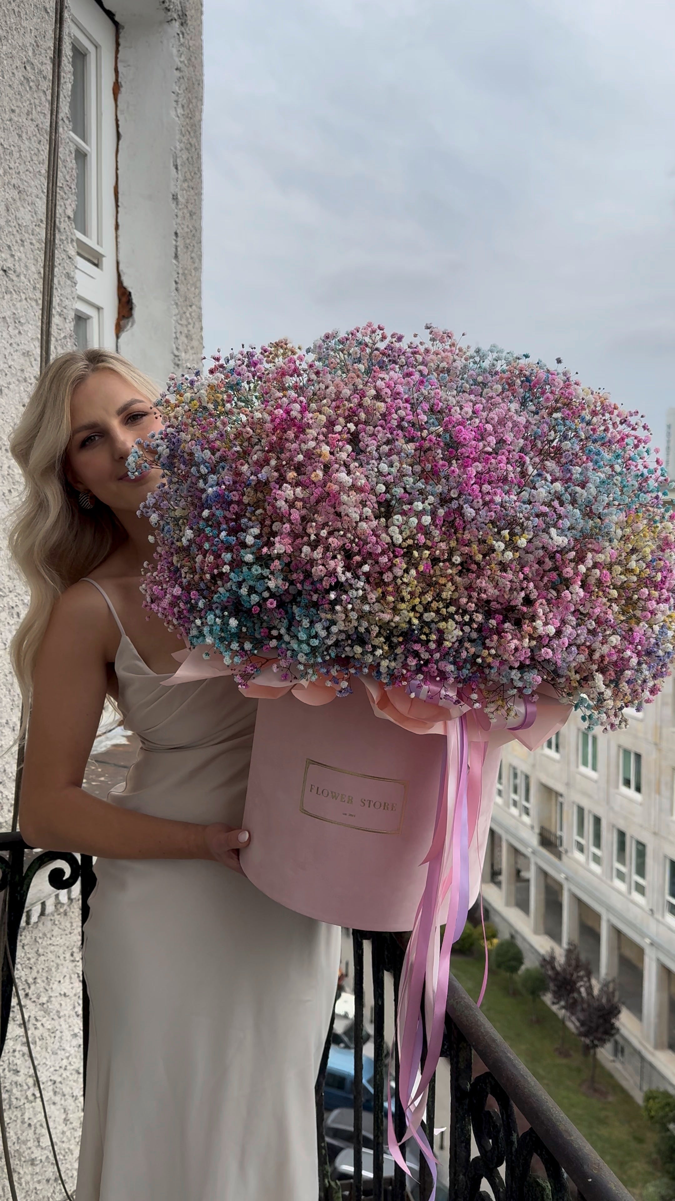 Flowerbox kolorowa gipsówka