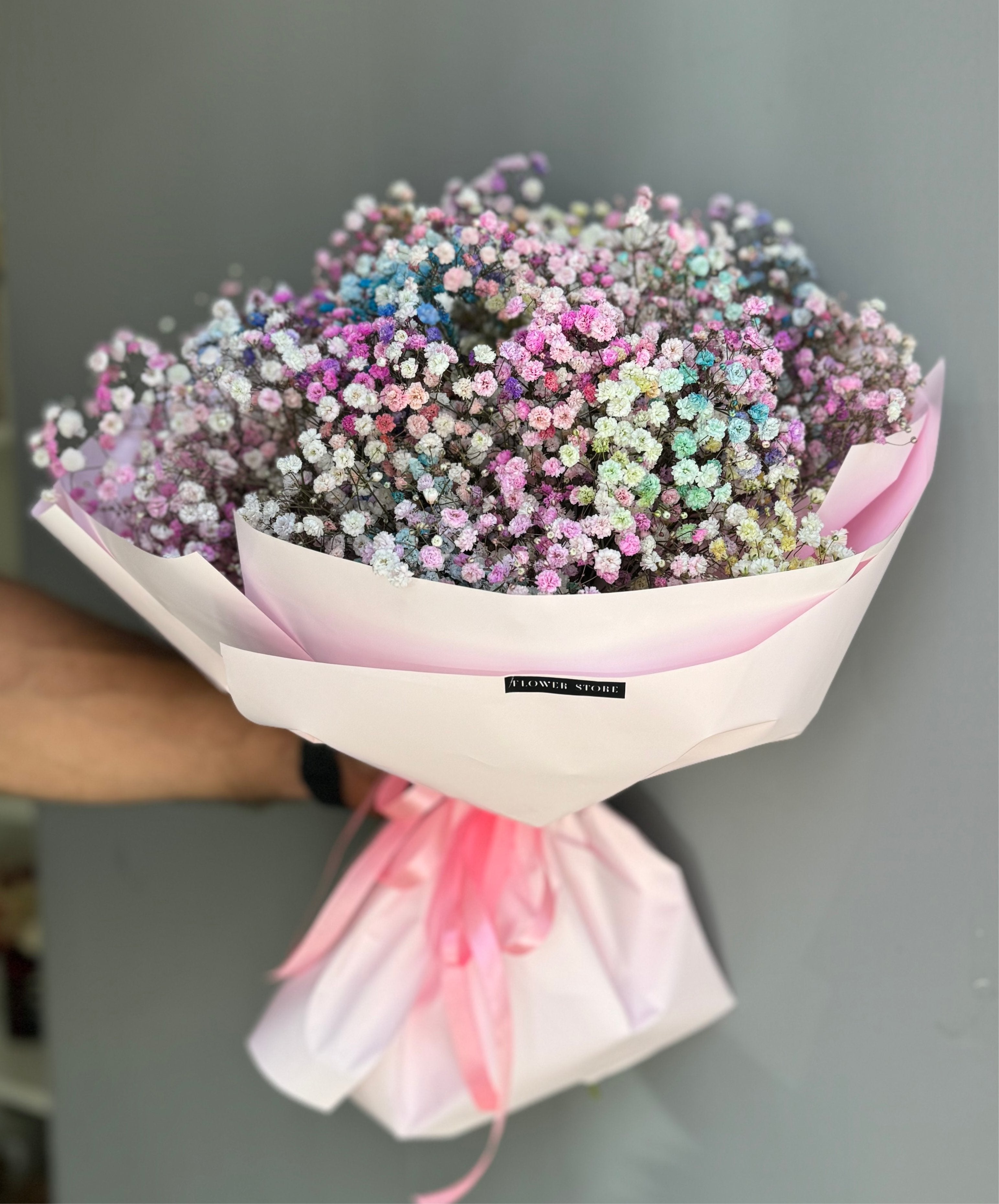 Colorful gypsophila bouquet