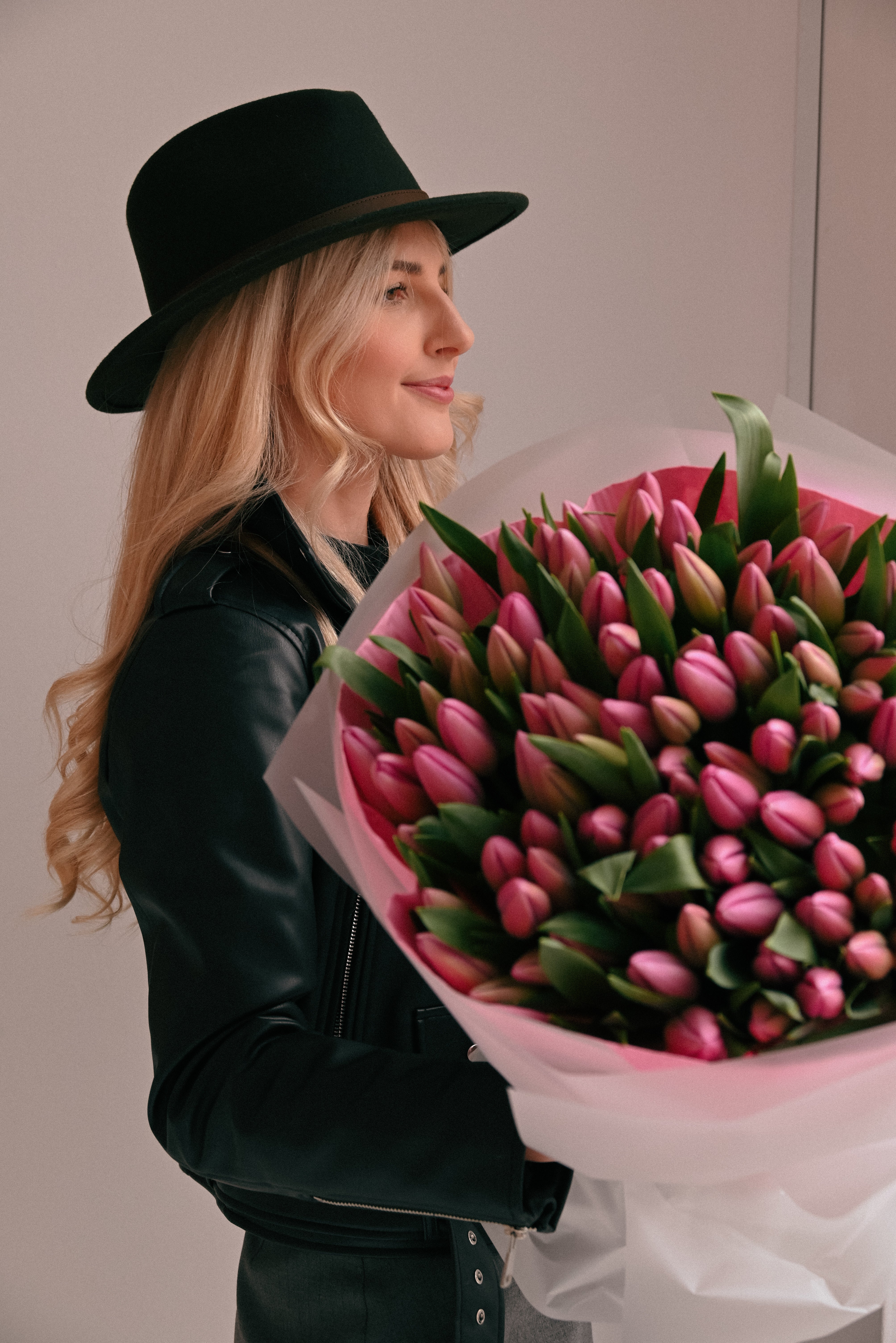 Bukiet 100 Różowych Tulipanów