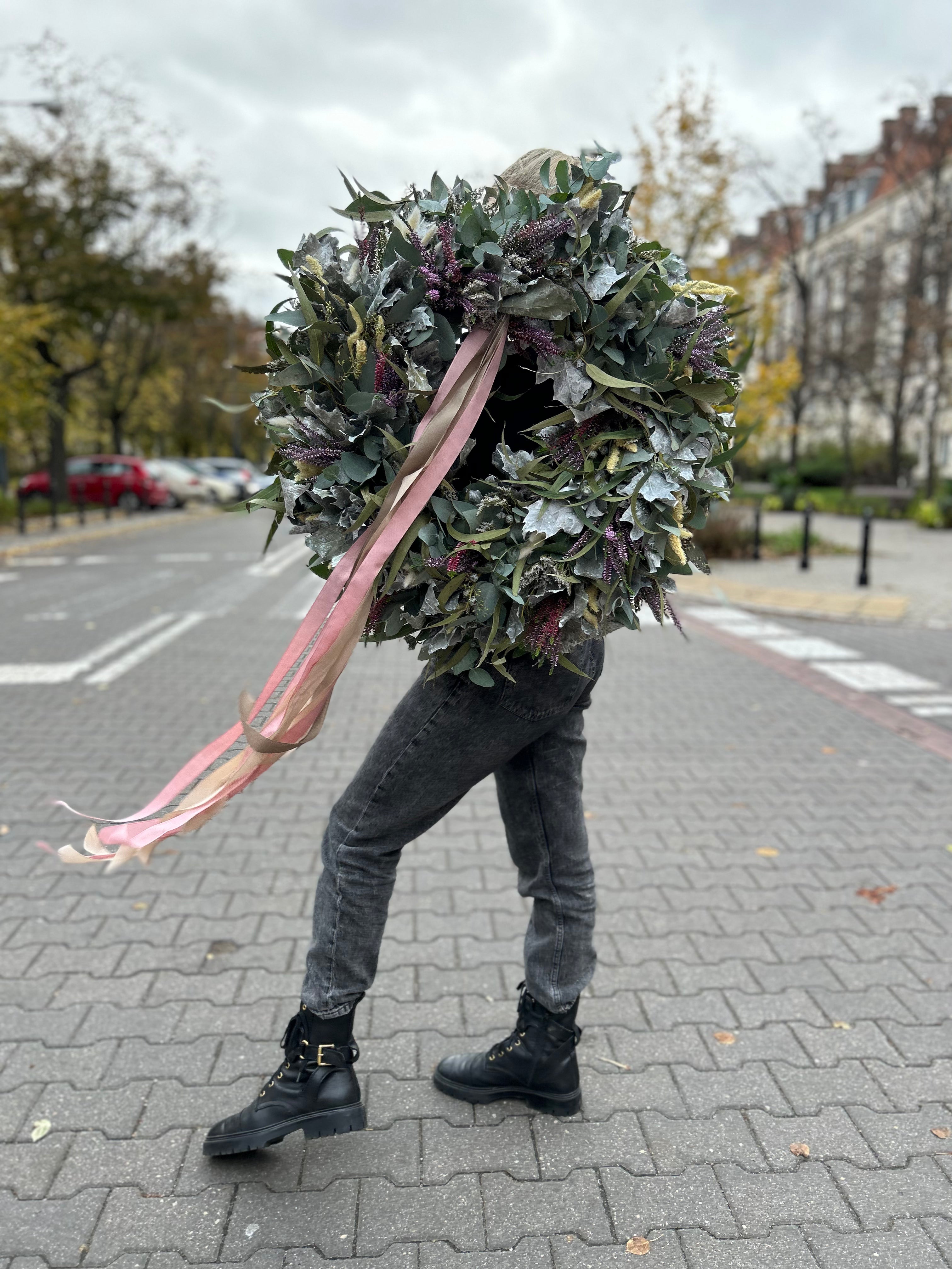 Autumn wreath on the door