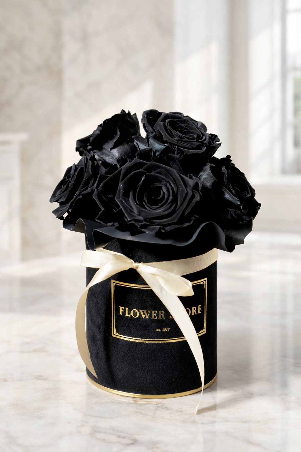 Wieczne róże flowerbox w czarnym boxie – Flower Store