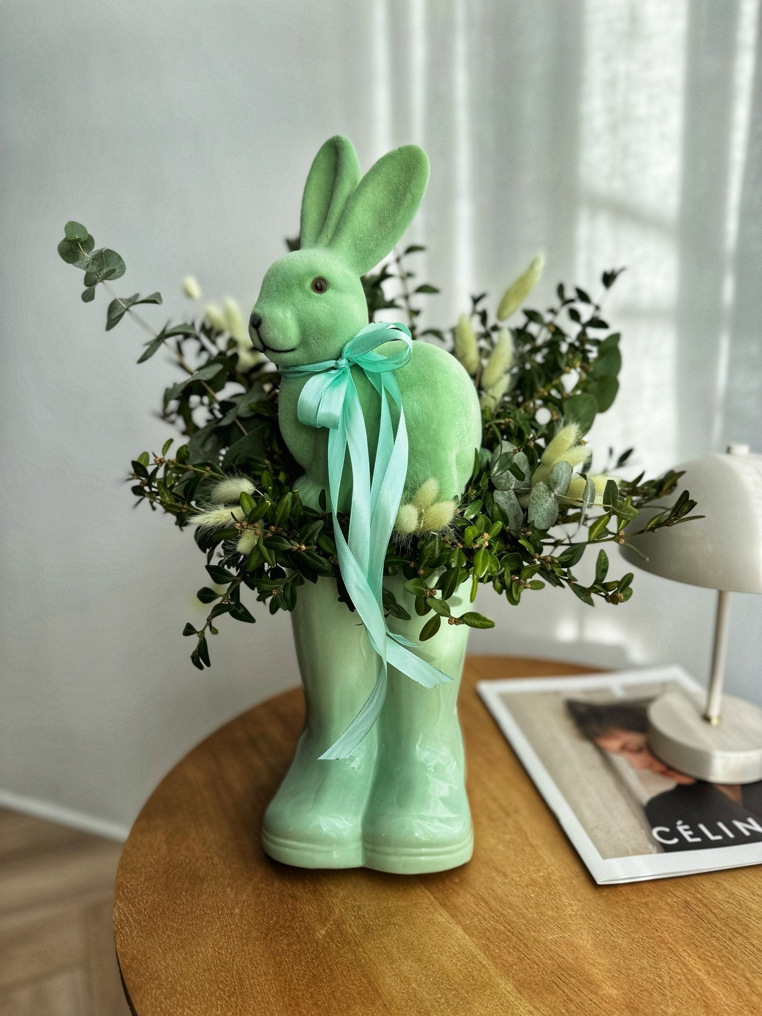 Dekoracja wielkanocna Króliczek Natury Wielkanocny z Elementami Miętowego Uroku - kwiaty Flower Store Warszawa