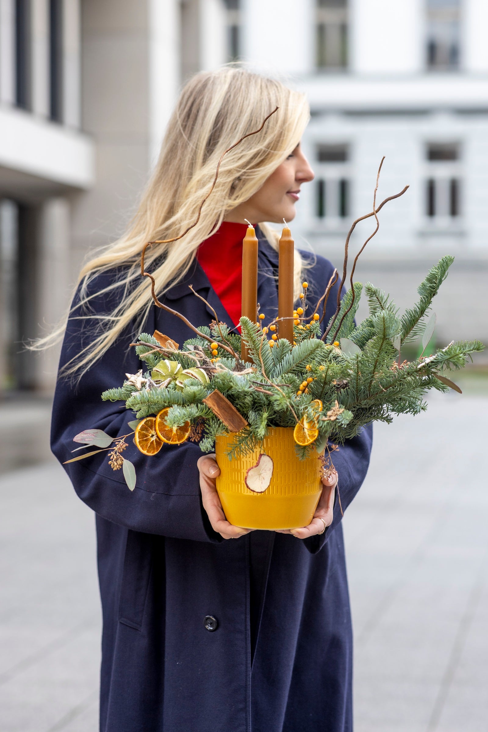 Ciepło Pomarańczowej Gwiazdki - stroik świąteczny