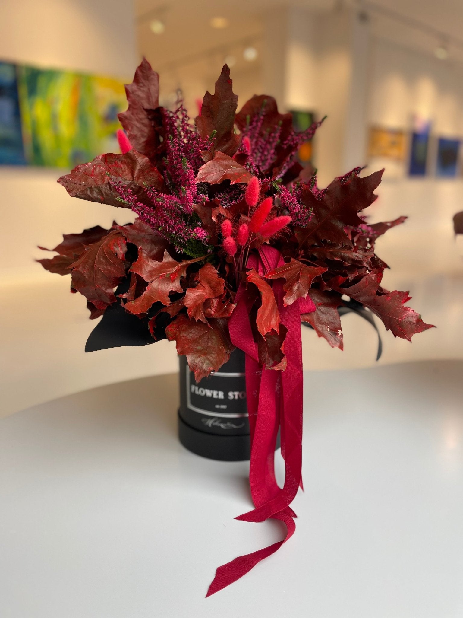 Flowerbox Jesienna kompozycja czerwień - kwiaty Flower Store Warszawa