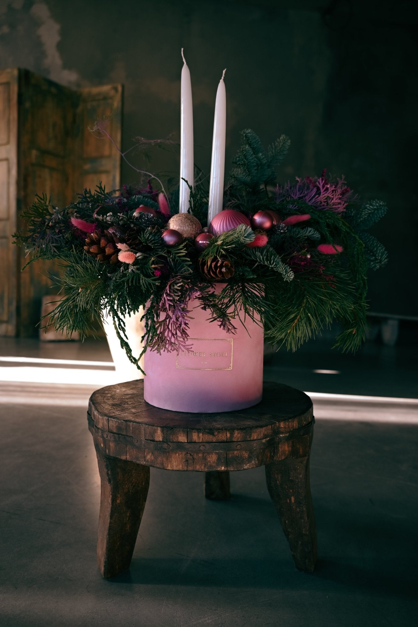 Stroik świąteczny Magicznie różowe święta - kwiaty Flower Store Warszawa