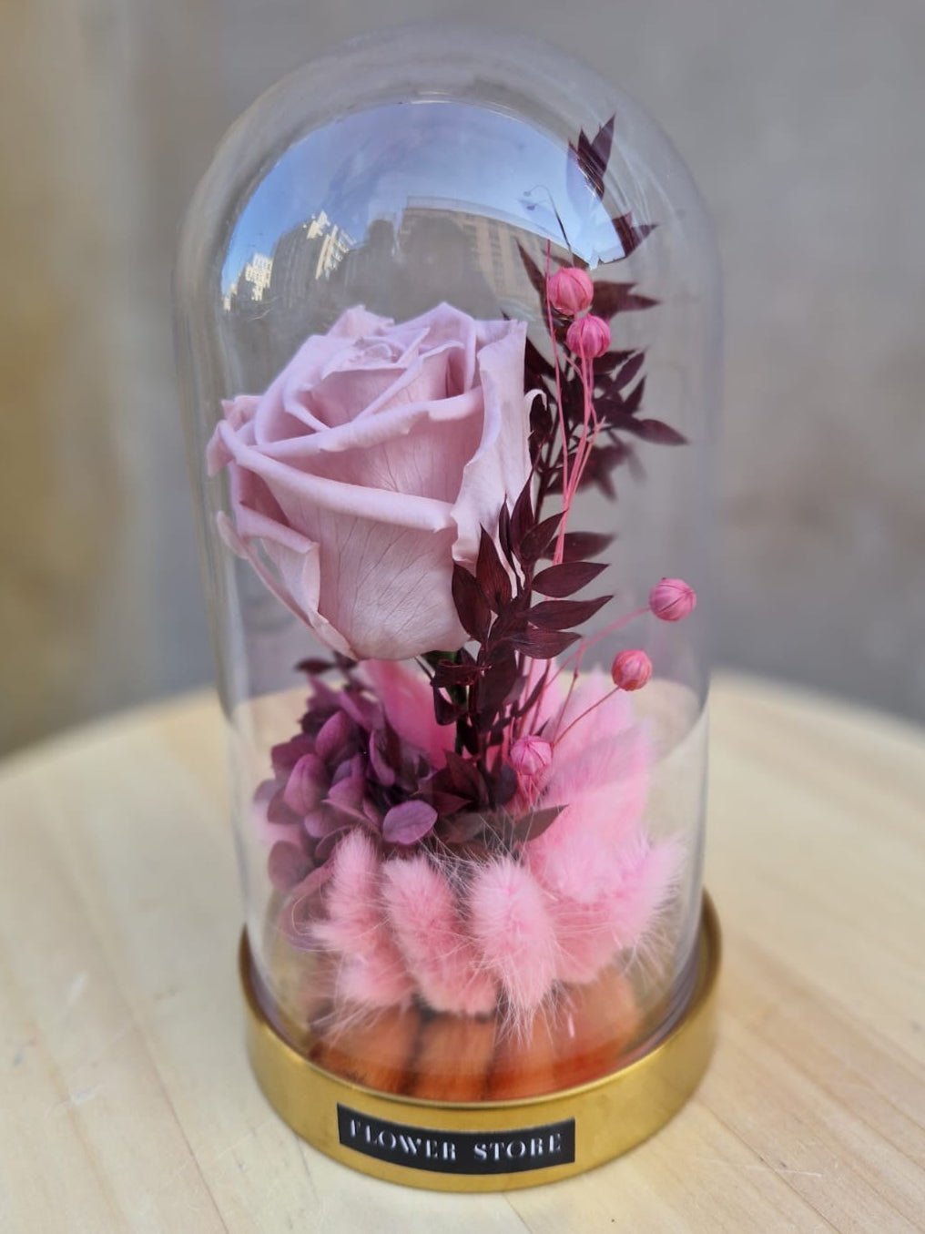 Wieczna Róża w szkle z suszkami - kwiaty Flower Store Warszawa