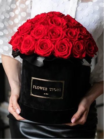 Wieczne Róże Czerwone w Czarnym Boxie - wszystkie rozmiary - kwiaty Flower Store Warszawa