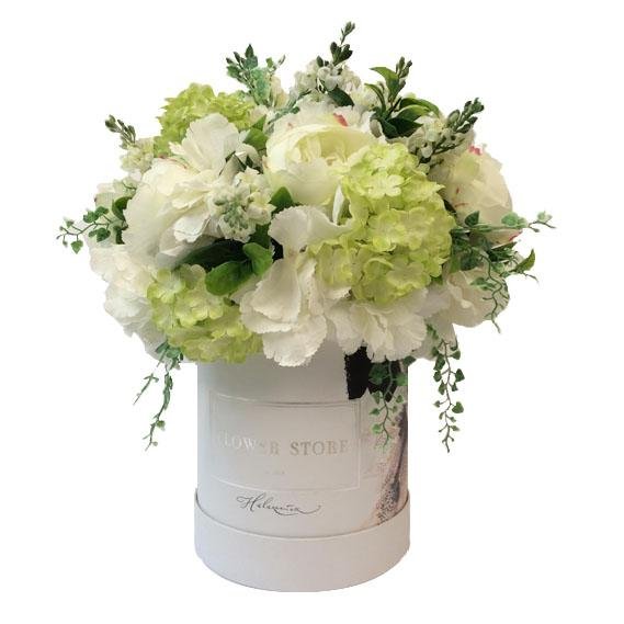 White Bride - zielono biała kompozycja - kwiaty sztuczne