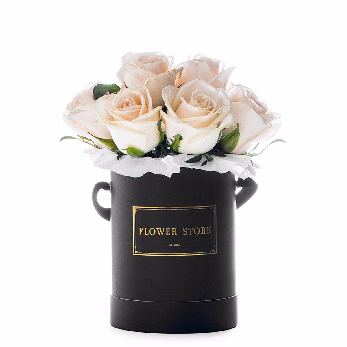 Little black box with white roses - live flowers