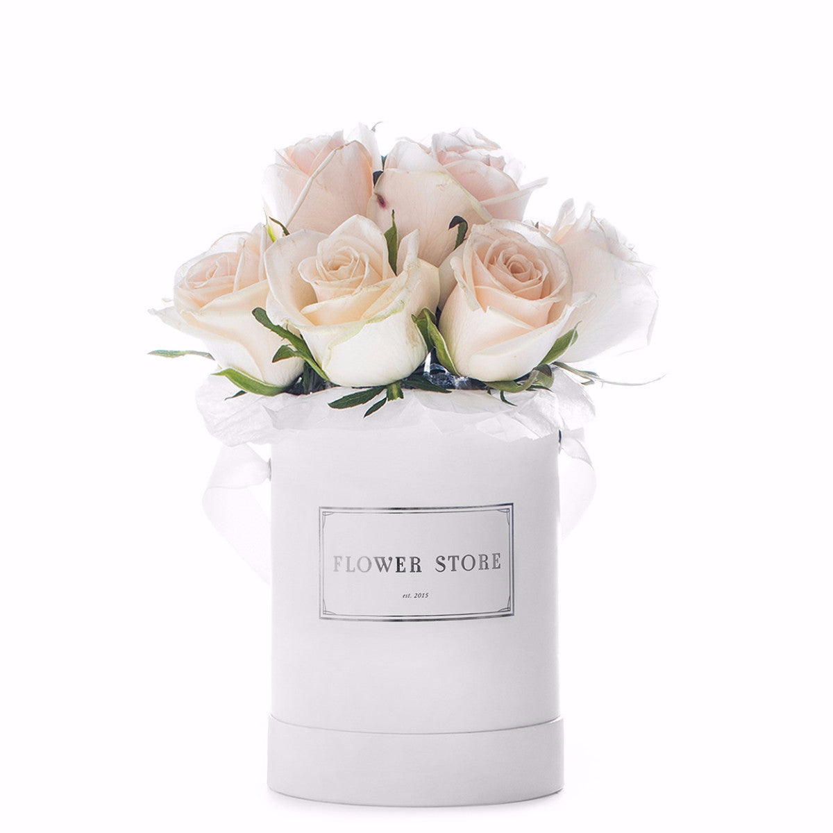 A small white box with white roses - live flowers