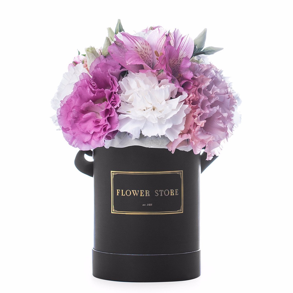 Mały czarny wiosenny box - kwiaty żywe