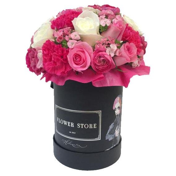 Black Hood Lady - Розовая композиция - яркие цветы