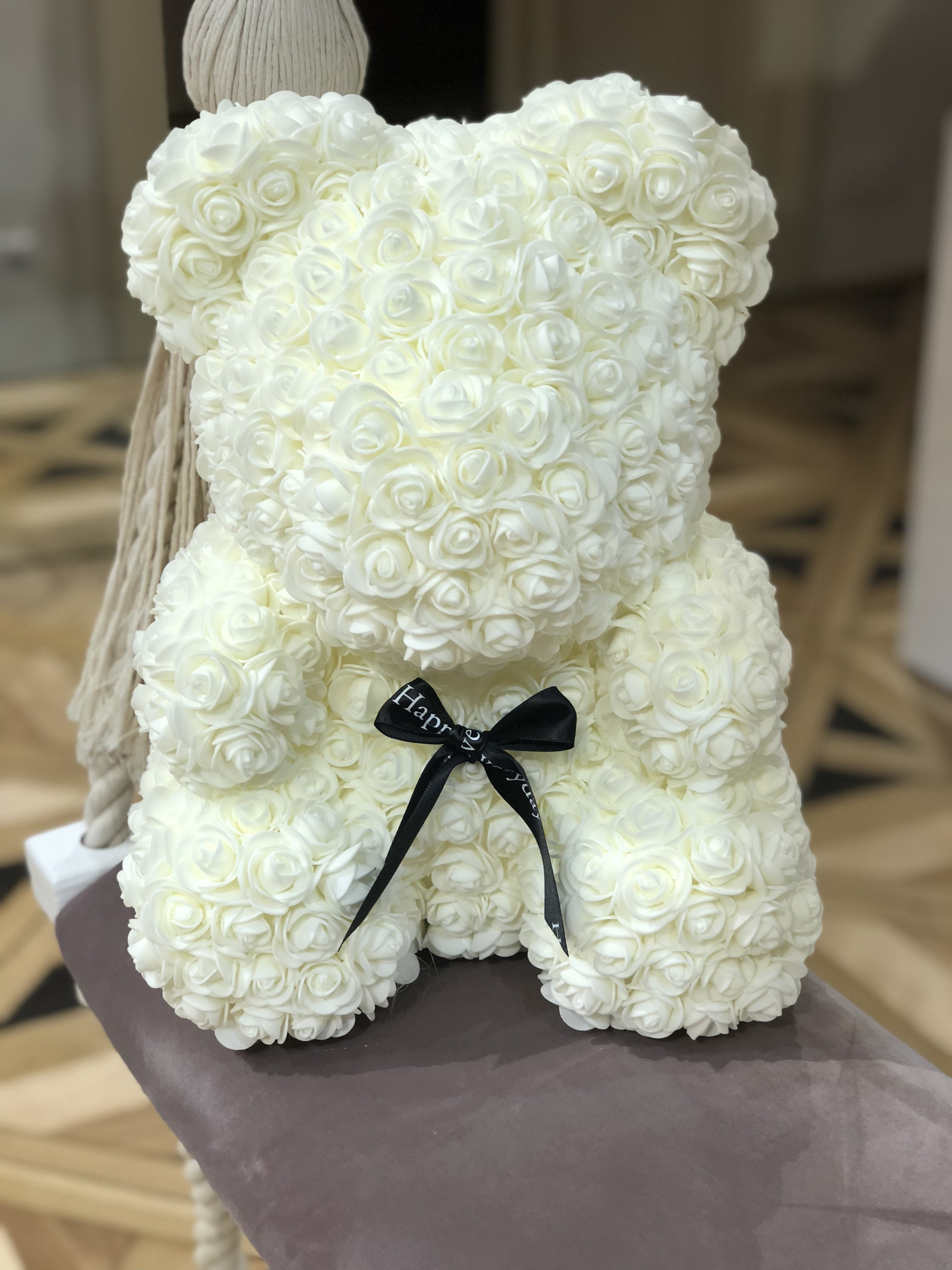 Bright Cream Floral Teddy Bear