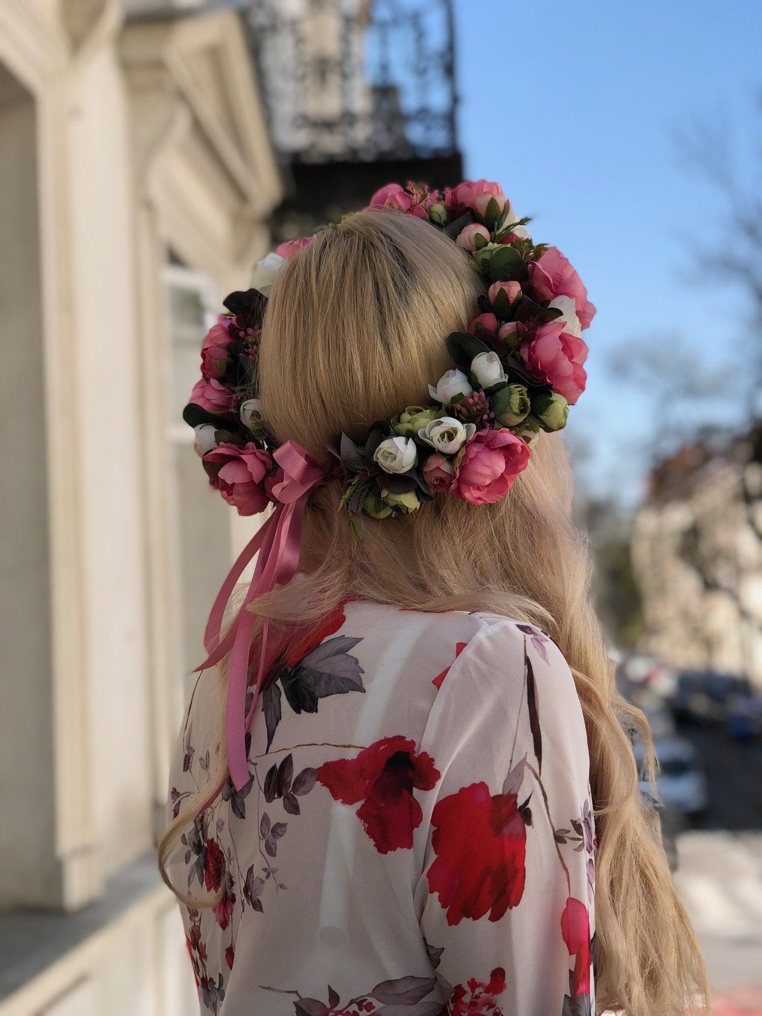 Венок на голову - Романтическая любовь - искусственные цветы
