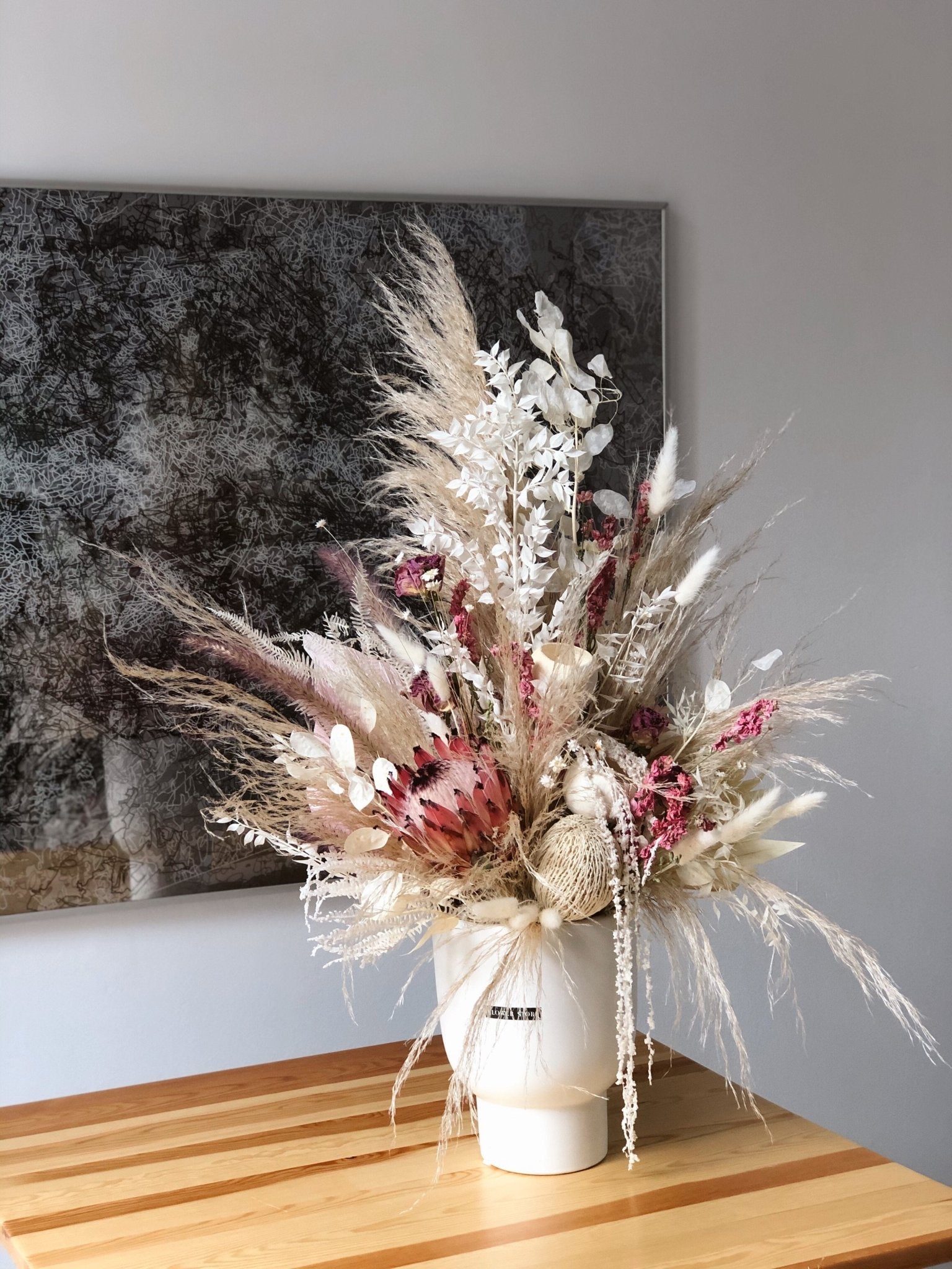 Biała ekskluzywna kompozycja suszona White Sun - kwiaty Flower Store Warszawa
