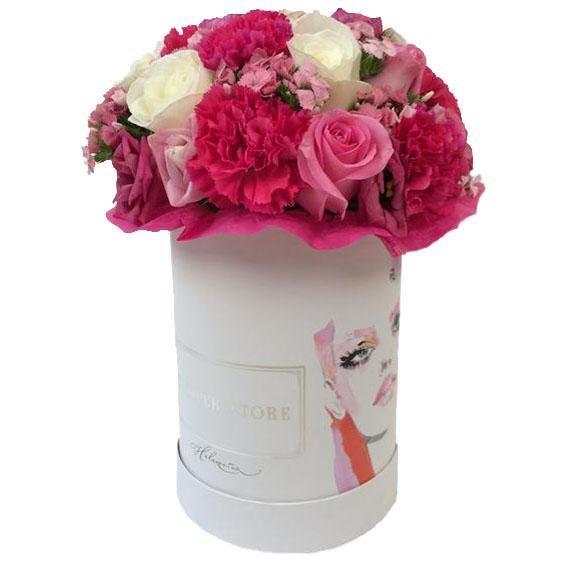 Black Hood Lady - Różowa kompozycja - kwiaty żywe - kwiaty Flower Store Warszawa