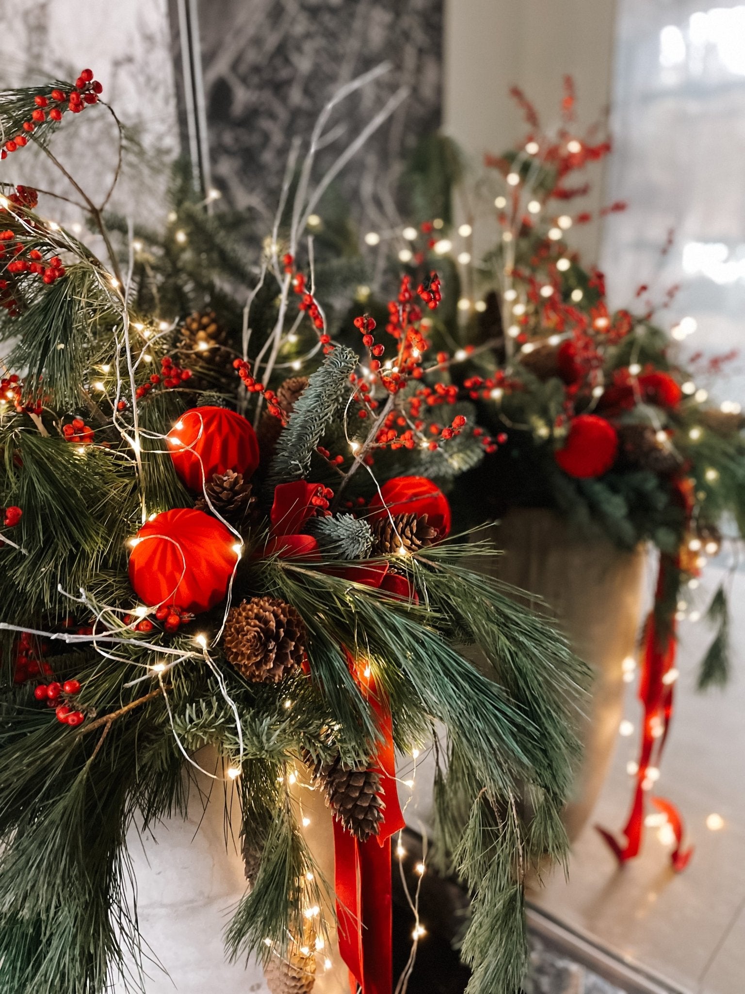 Dekoracja świąteczna w donicy 120cm - kwiaty Flower Store Warszawa