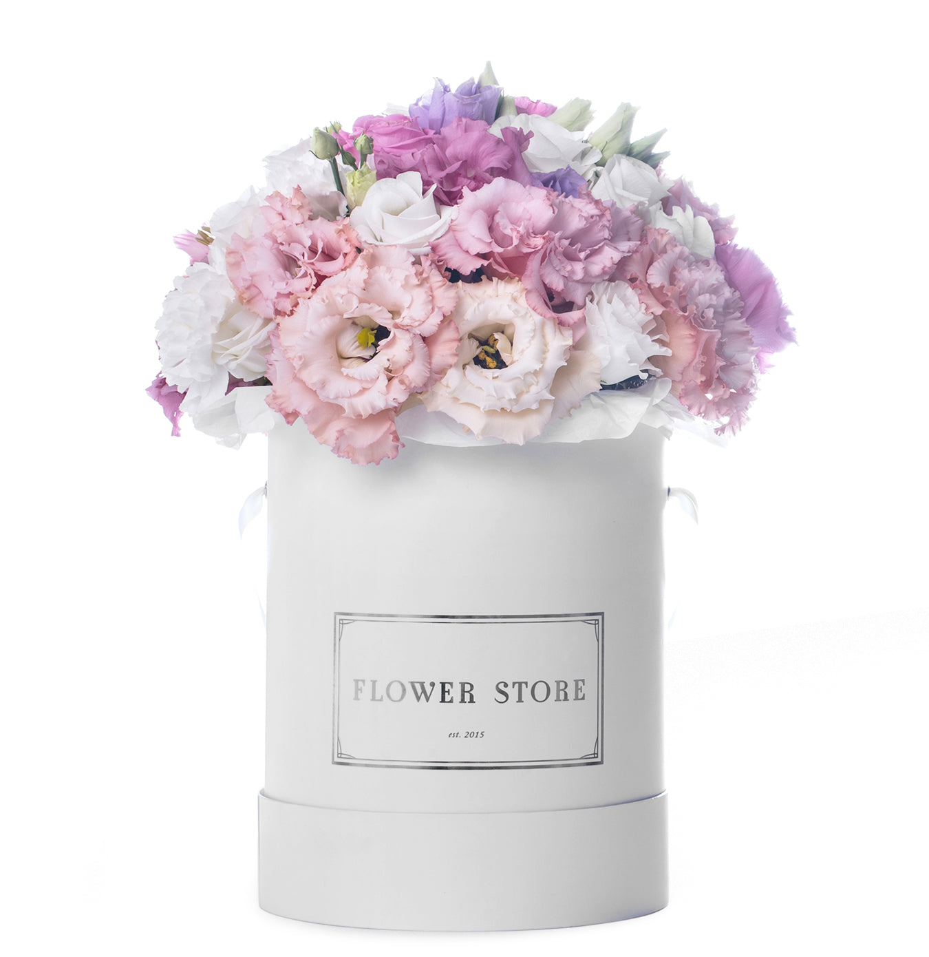 Large white box spring composition - live flowers
