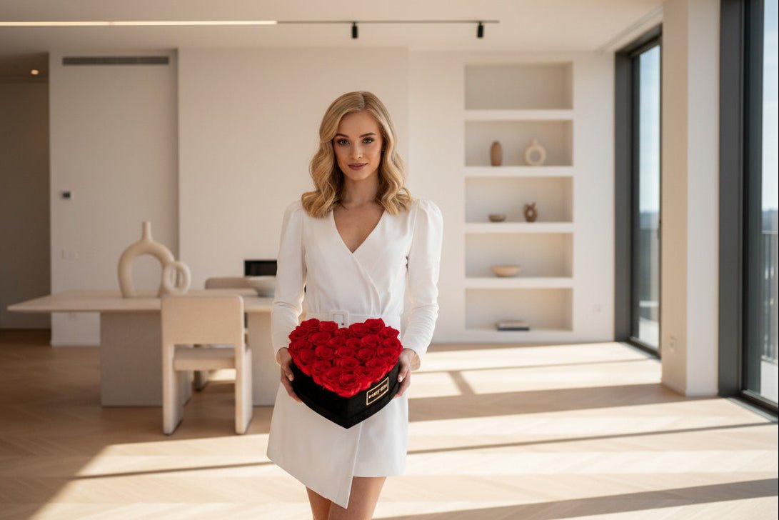 FLOWERBOX SERCE - ŻYWE CZERWONE RÓŻE - kwiaty Flower Store Warszawa