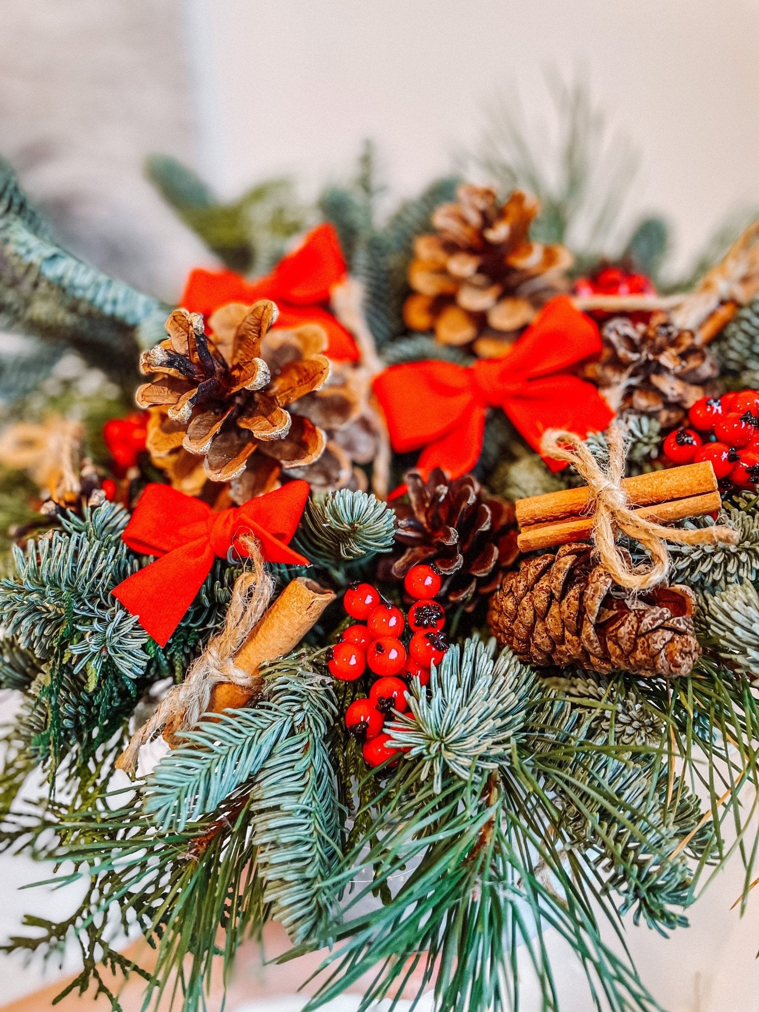 Flowerbox szary Natural Christmas - kwiaty Flower Store Warszawa