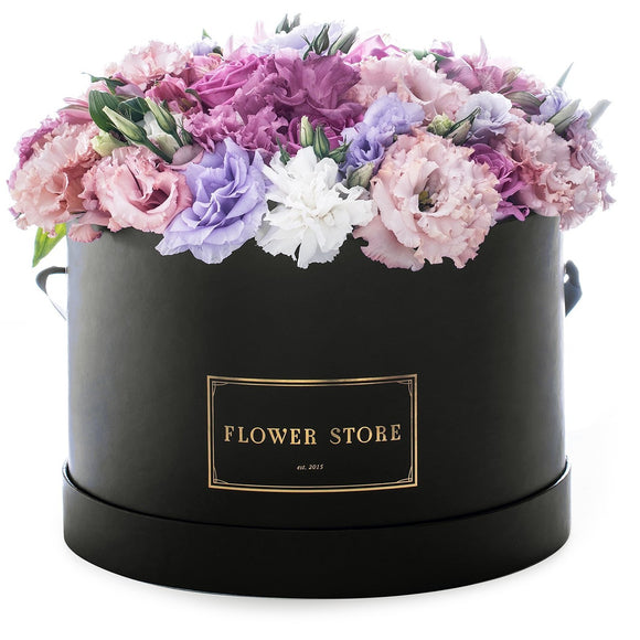 Black grande box spring composition - live flowers