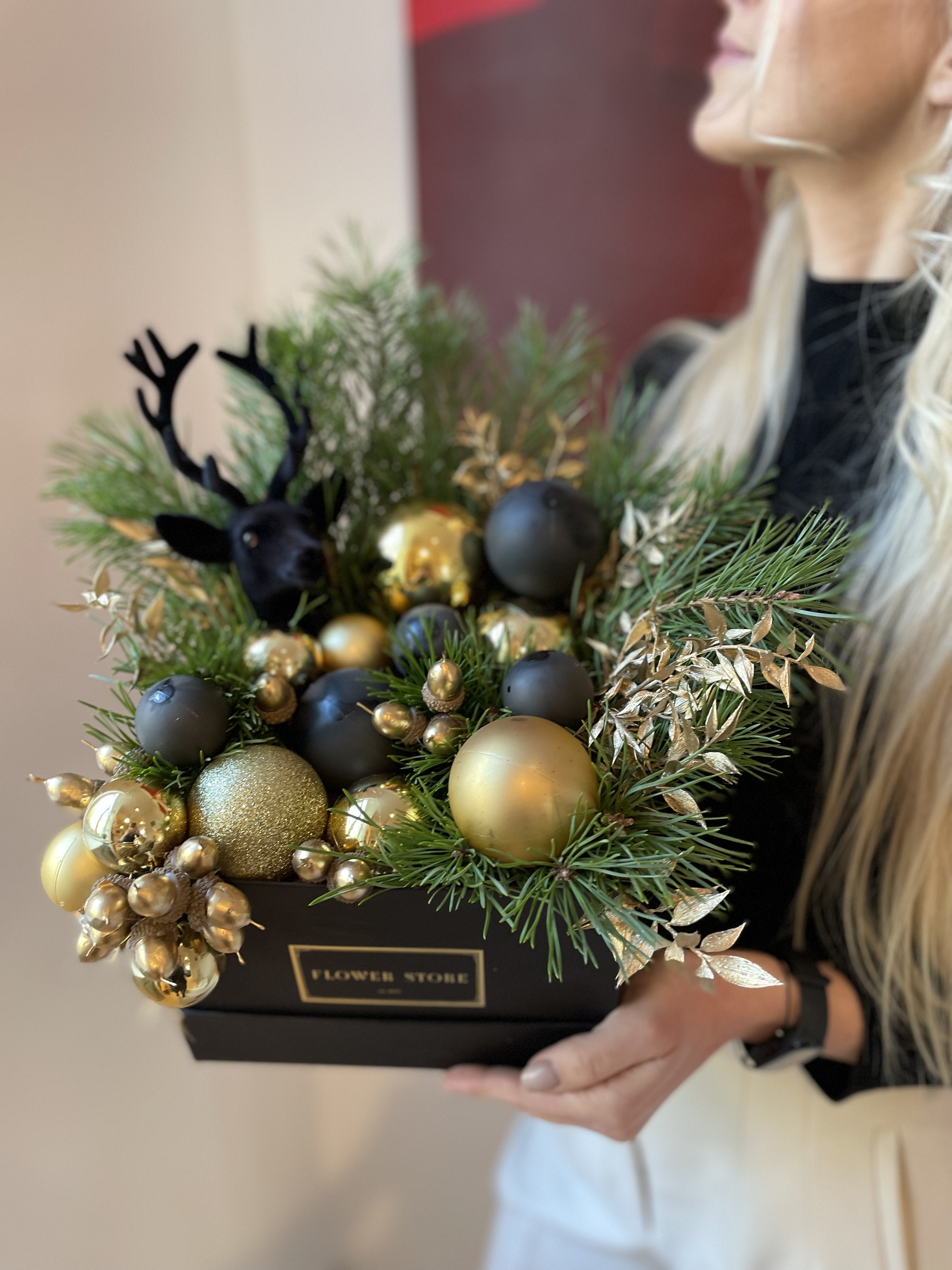 Гламурная рождественская коробочка с цветами