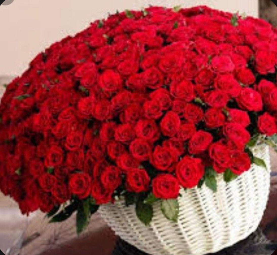 A basket of red roses