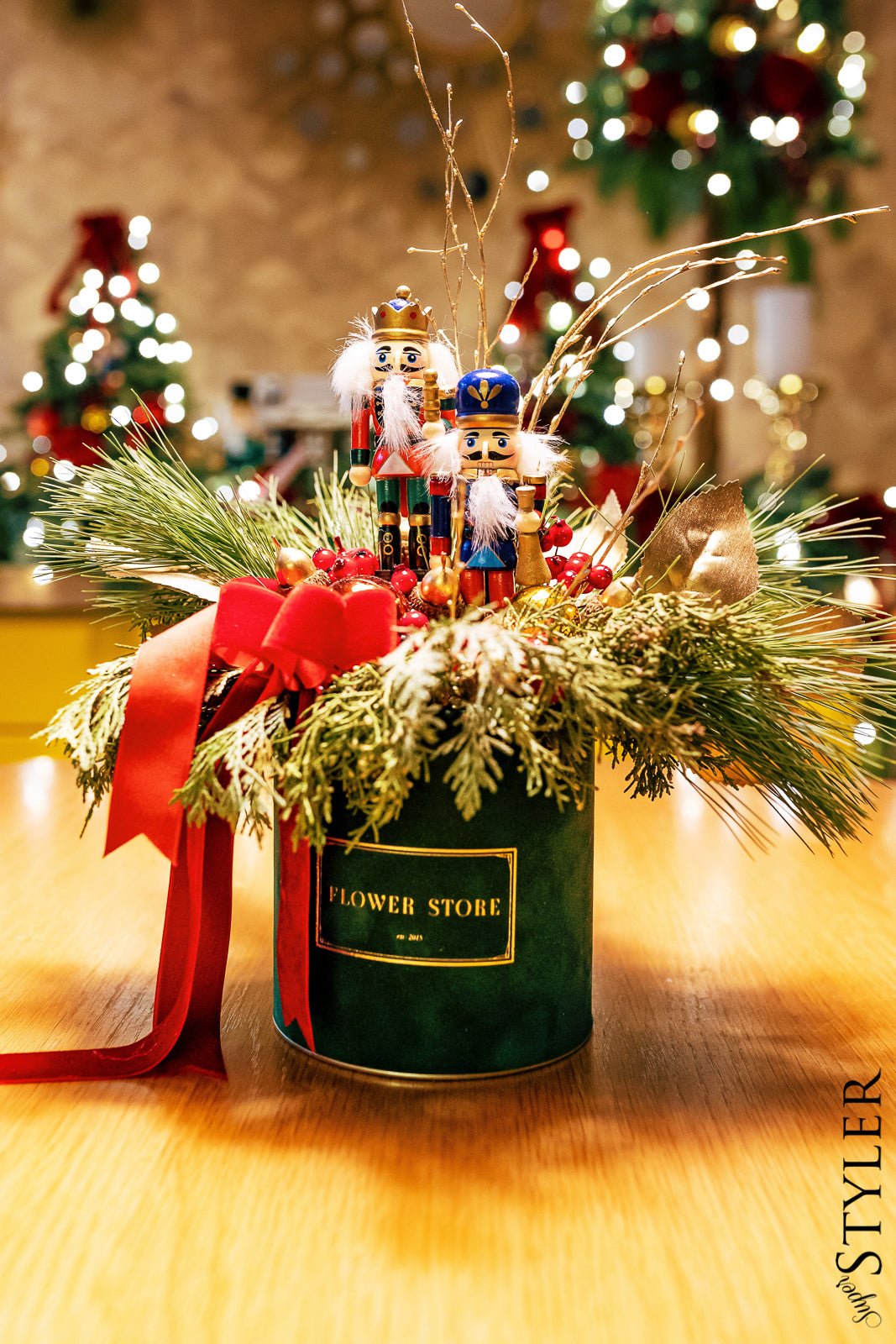 Christmas decoration in a box - bottle green